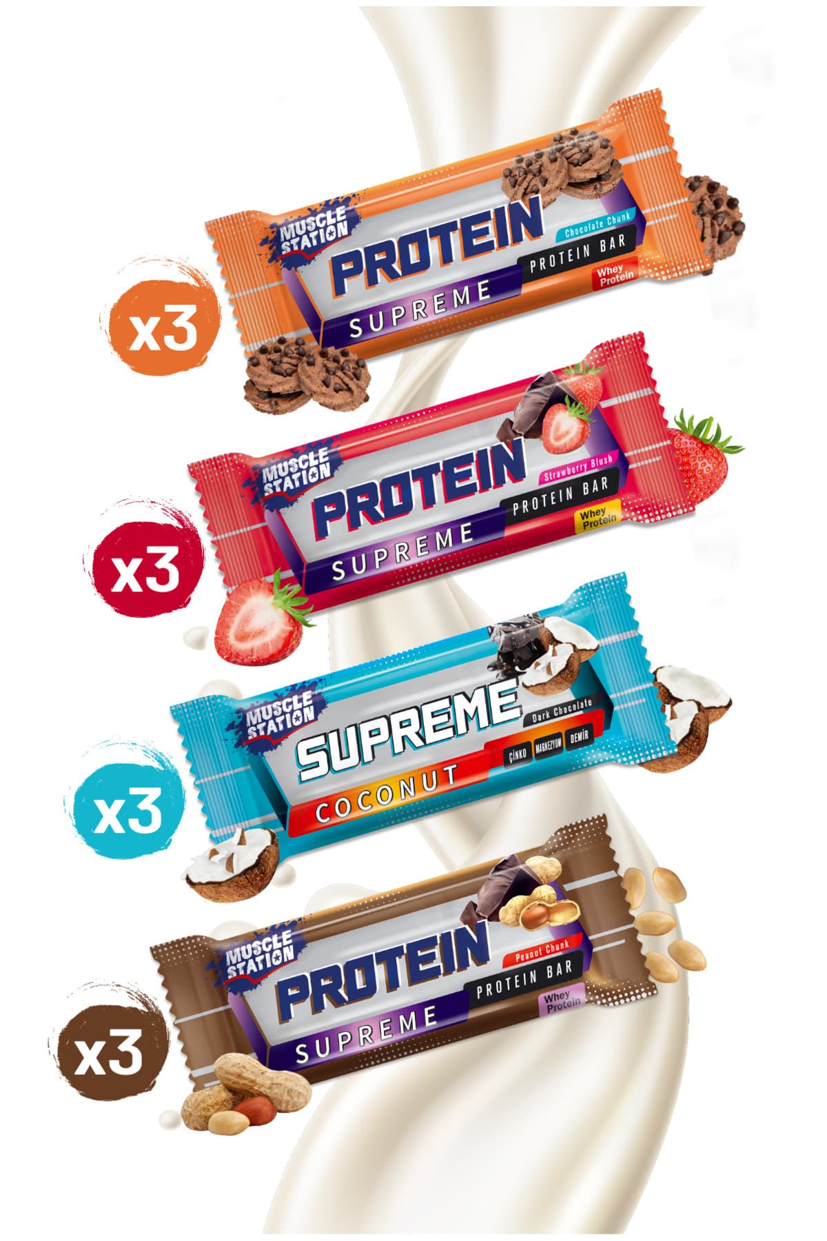 Muscle Station Musclestation Supreme Protein Bar Karışık Paket (12'li)