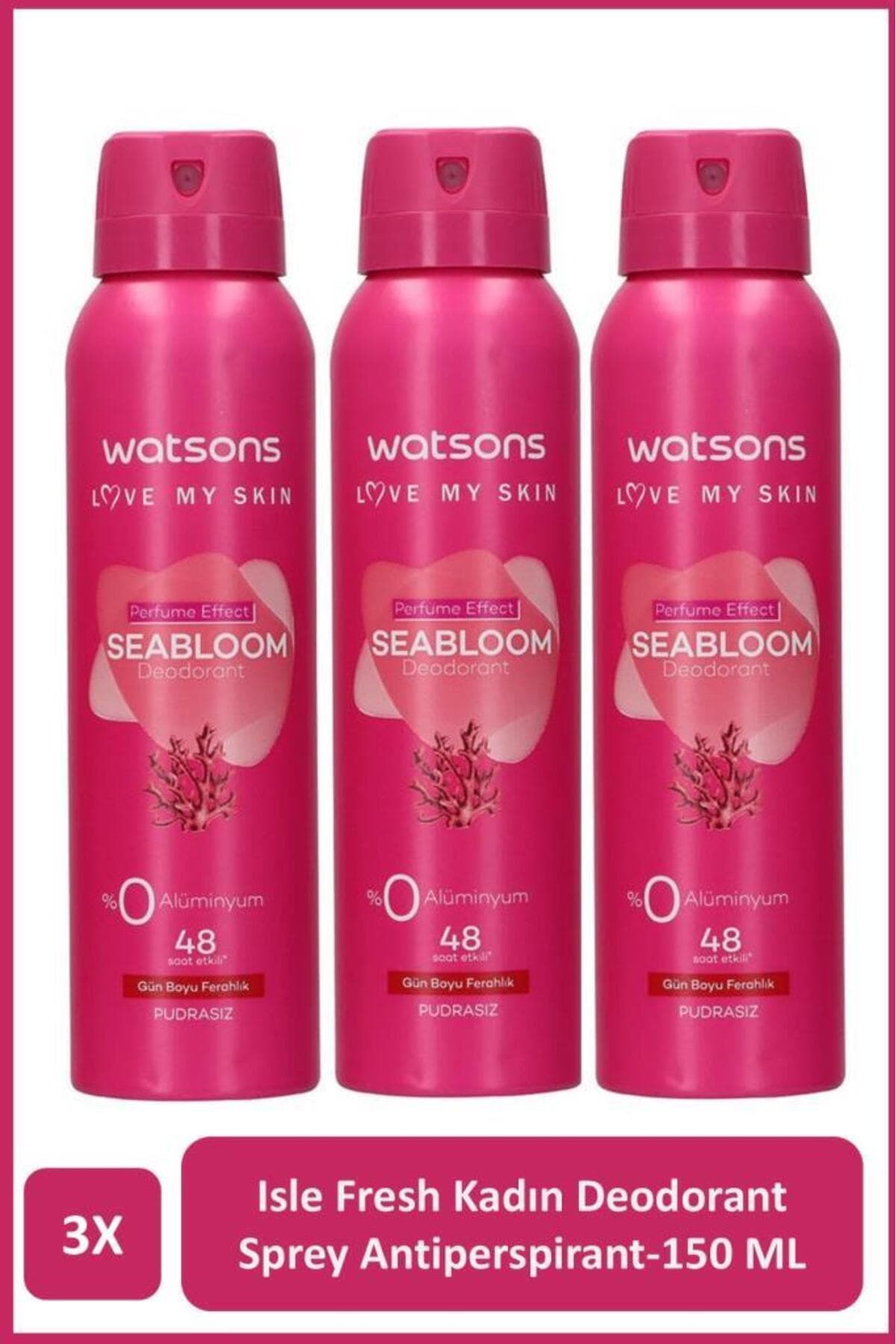 Watsons Seabloom Deodorant Sprey Kadın Pudrasız 3x150ml