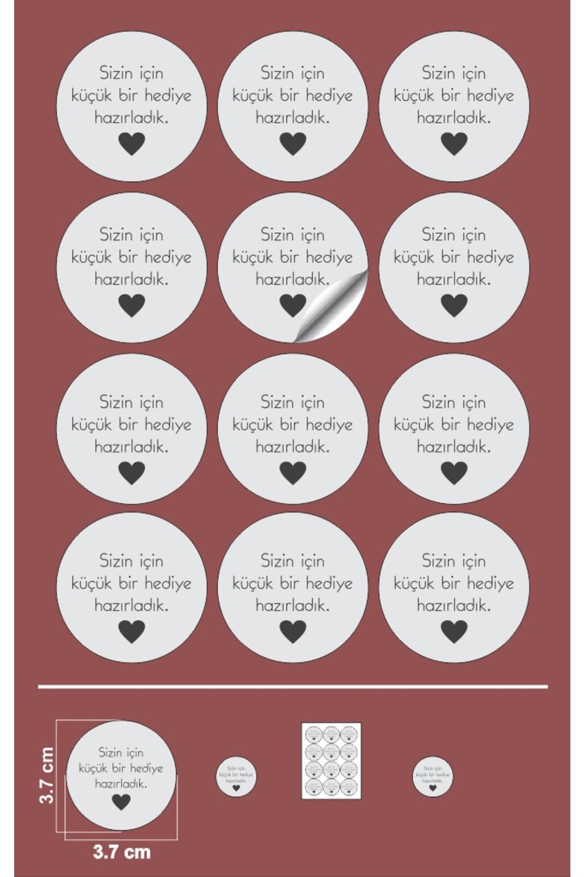 EcoNest Sticker Kuşe (A KALİTE) Sizin Için Küçük Bir Hediye Hazırladık Yuvarlak Kesim (3,7X3,7CM) 108 Adet