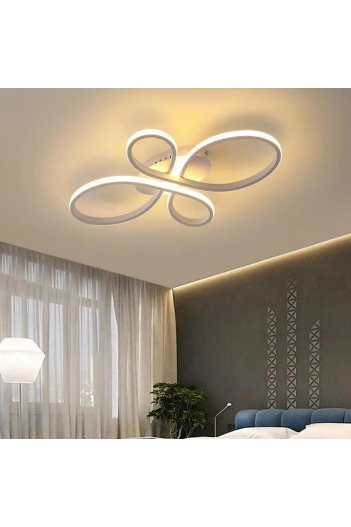 Elektroyou Nehir Beyaz Plafonyer Modern Beyaz Işık Ledli Avize
