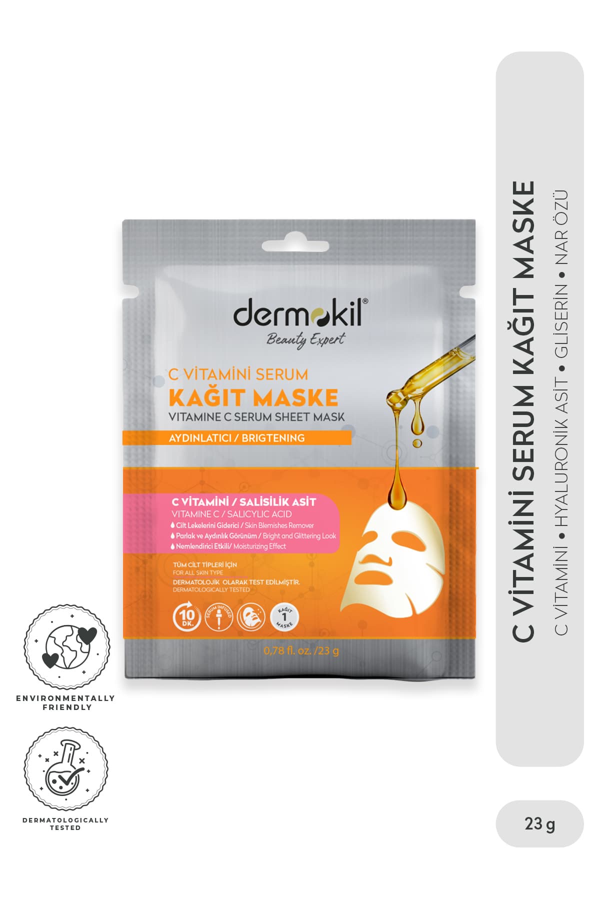Dermokil C Vitamini İçeren Aydınlatıcı Kağıt Yüz Maskesi 23 g