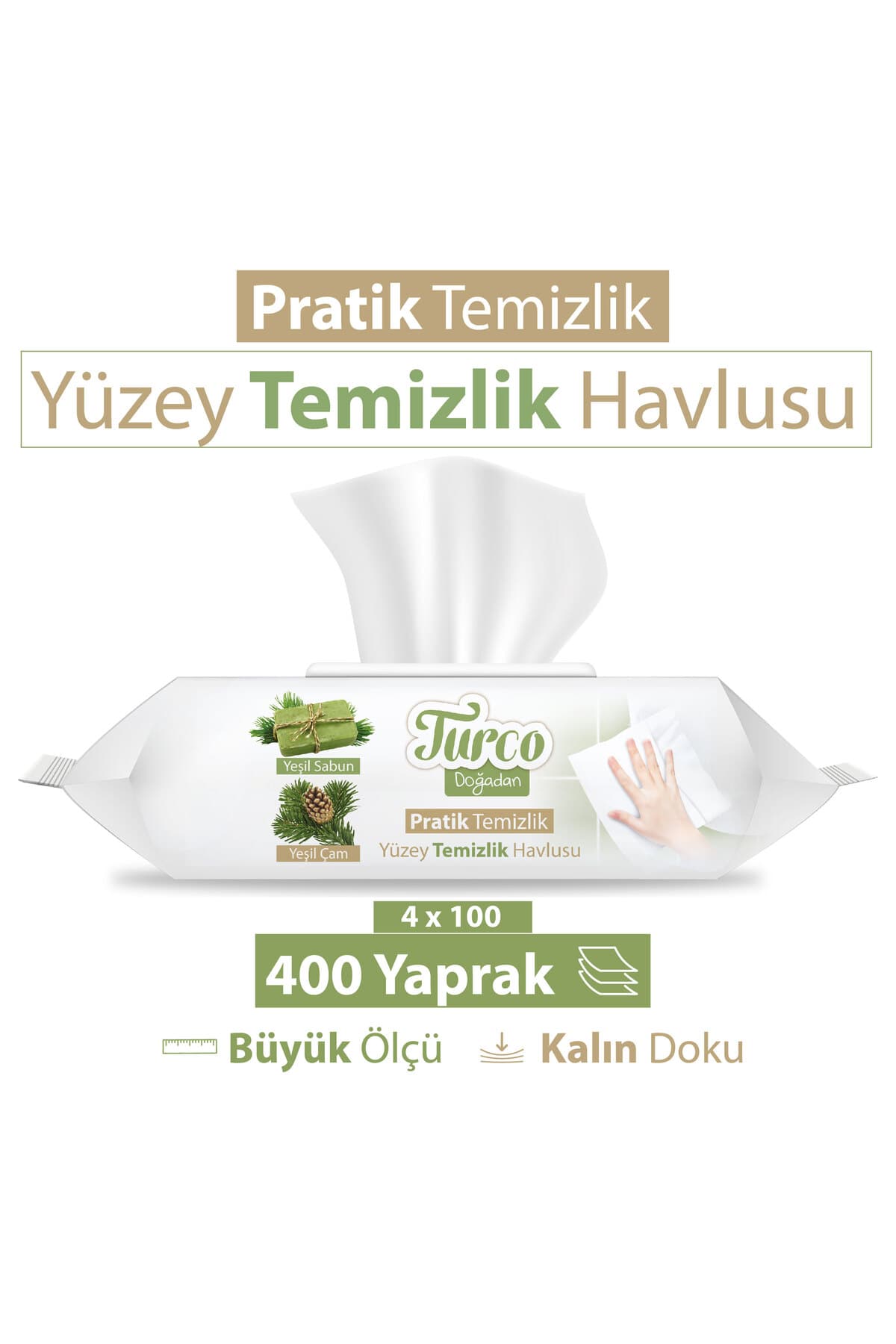 Turco Doğadan Pratik Temizlik Turco Doğadan Pratik Yüzey Temizlik Havlusu 4X100 (400 Yaprak).