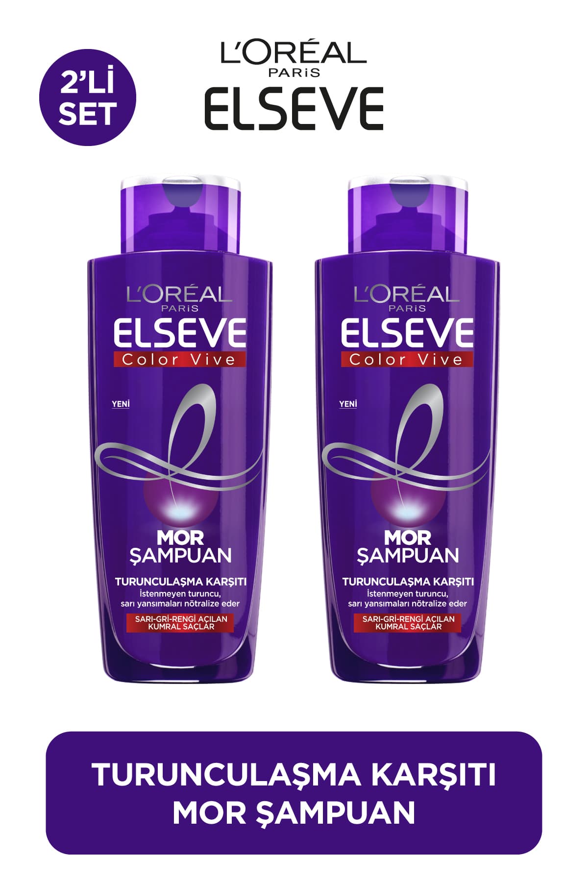 Elseve L'Oréal Paris Elseve Turunculaşma Karşıtı Mor Şampuan 200ml 2'li Set