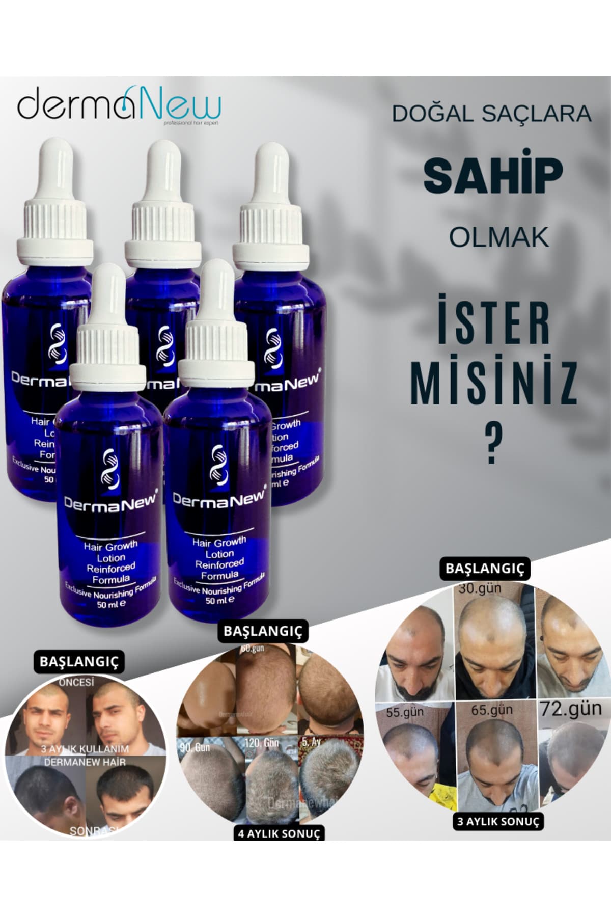 dermanew hair Saç gürleştirici serum , losyon , serum , saç uzatıcı yağ / 5 Adet Serum