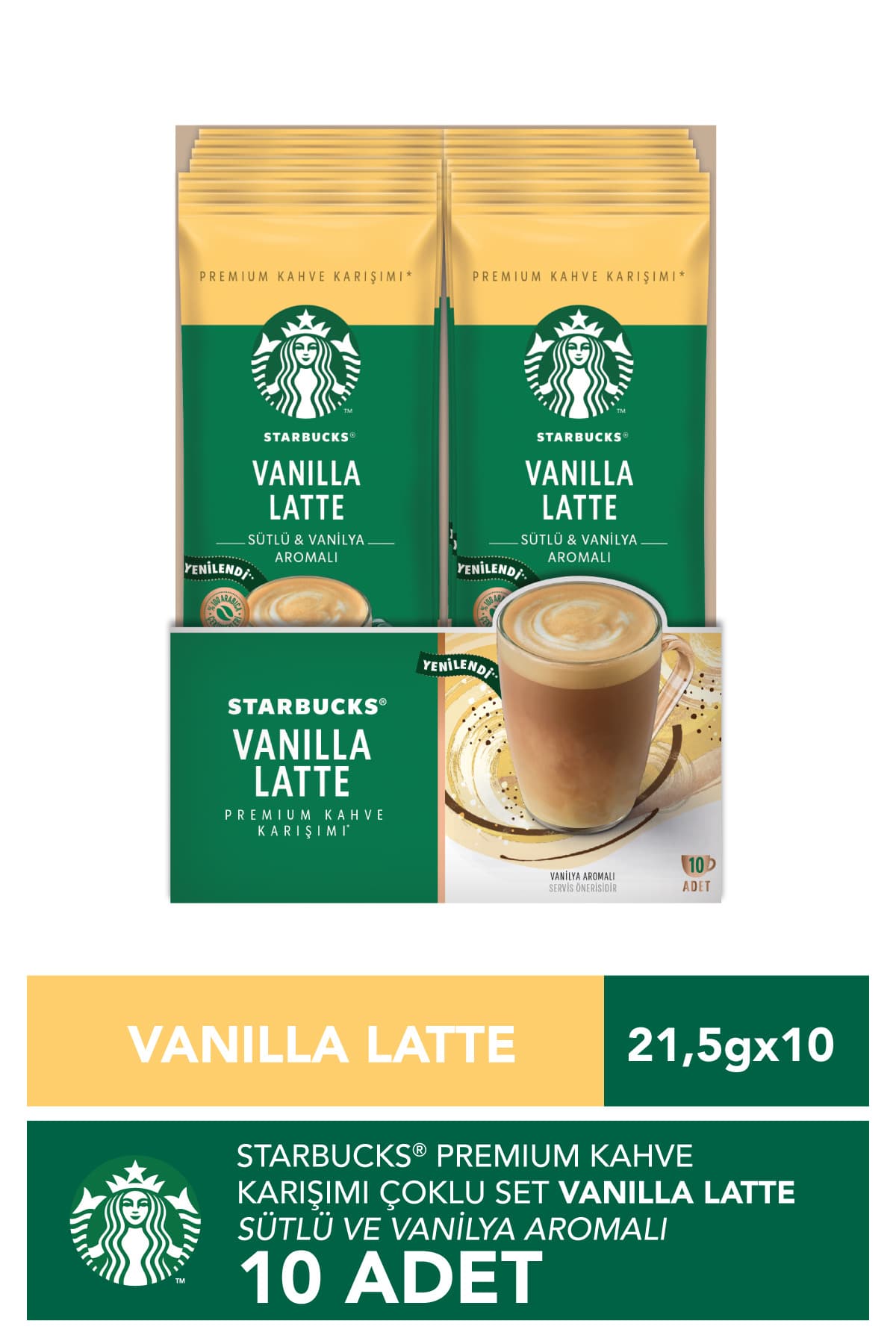 Starbucks Vanilla Latte Premium Kahve Karışımı 21.5 Gr X 10 Paket