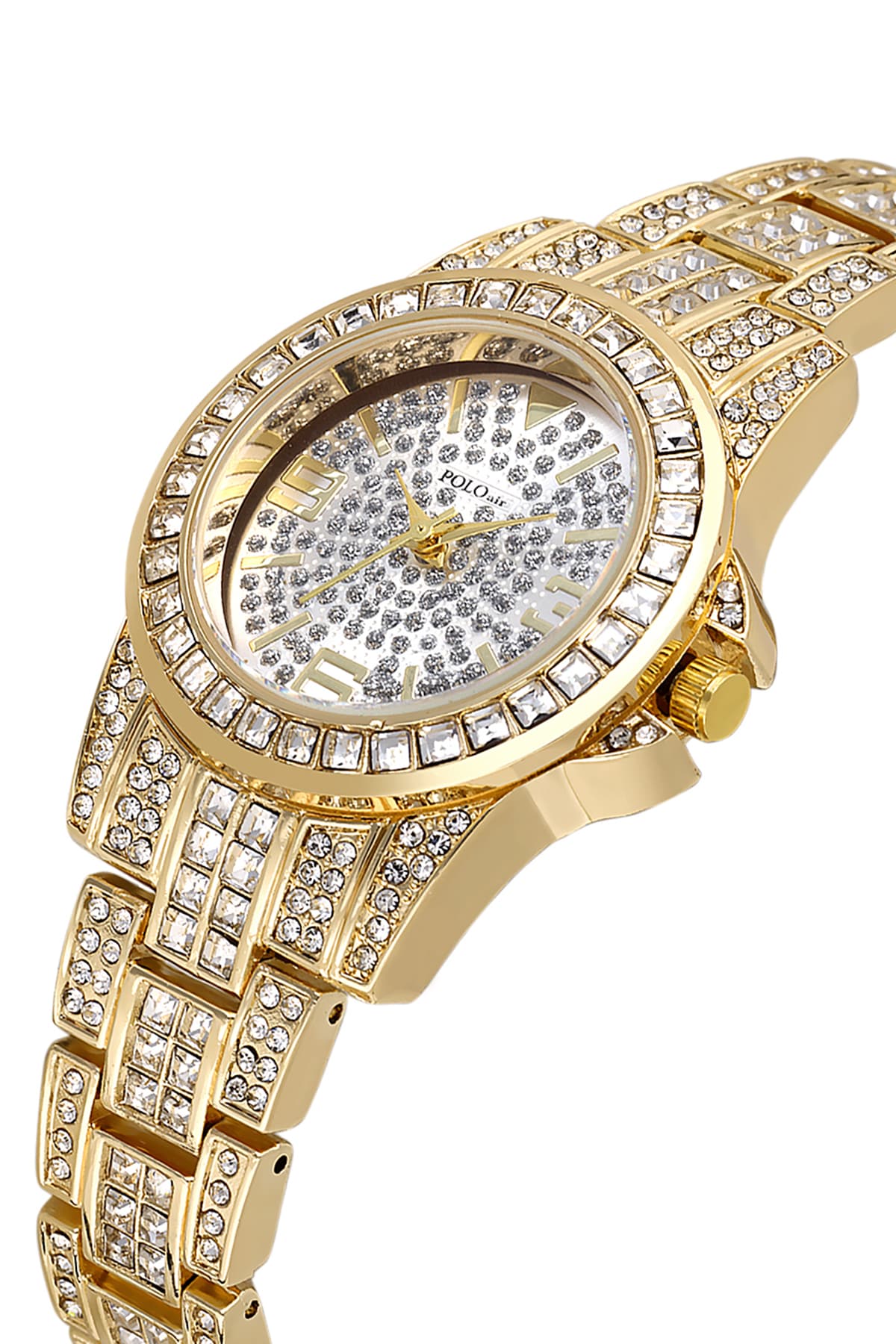 Poloair Çift Klips Lüx Taşlı Kadın Kol Saati Gold Renk Pl-1551B1X