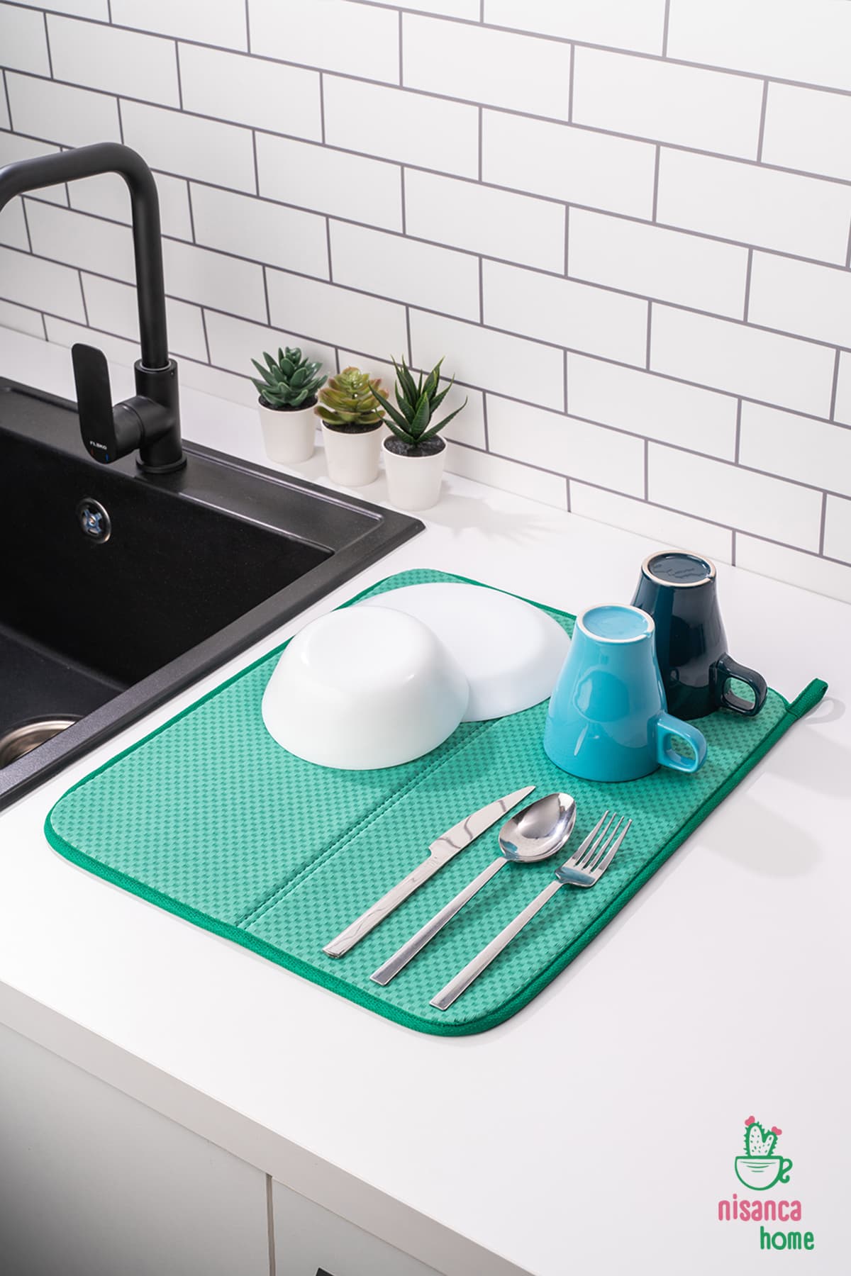 nisanca home Mikrofiber Bulaşık Kurutma Matı Tezgah Üstü Kurutma Havlusu Kurutma Örtüsü Süper Emici Bulaşıklık