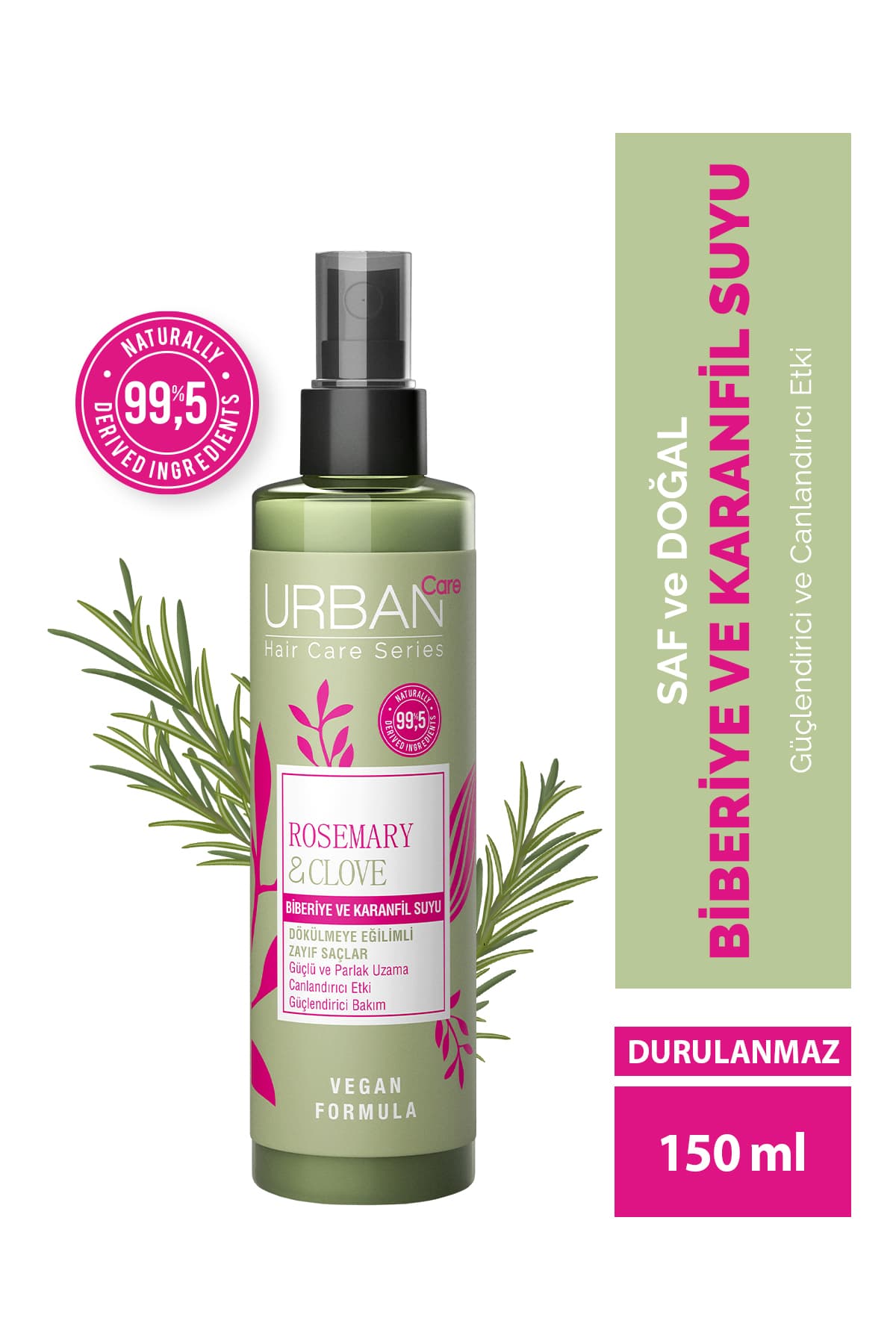 Urban Care Rosemary & Clove Biberiye Ve Karanfil Suyu % 99.5 Doğal Ve Saf 150 ml 8680690710766