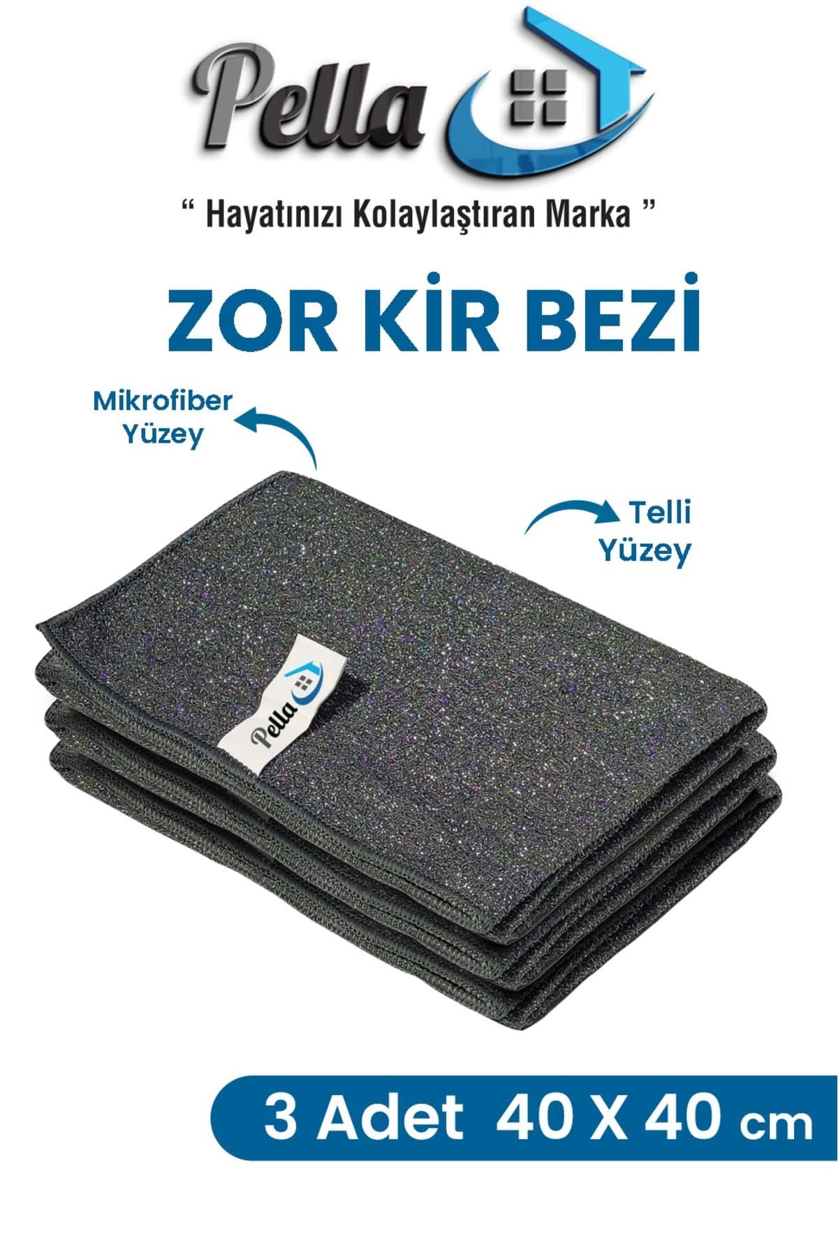 Pella Telli Mikrofiber Bez/-Zor Kir Bezi 40x40 cm