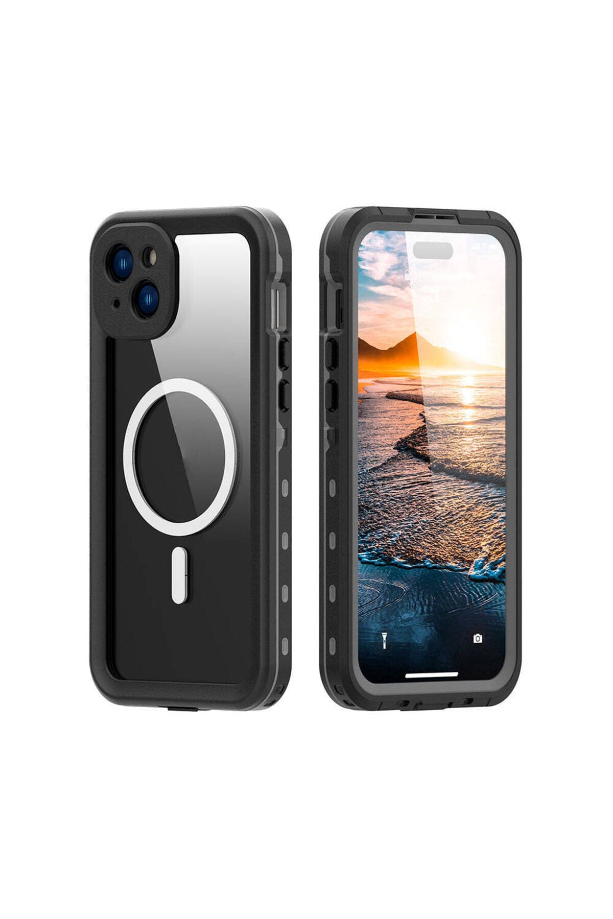 Maks Technology iPhone 15 Plus Uyumlu MKST 1-1 Su Geçirmez Kılıf-Siyah