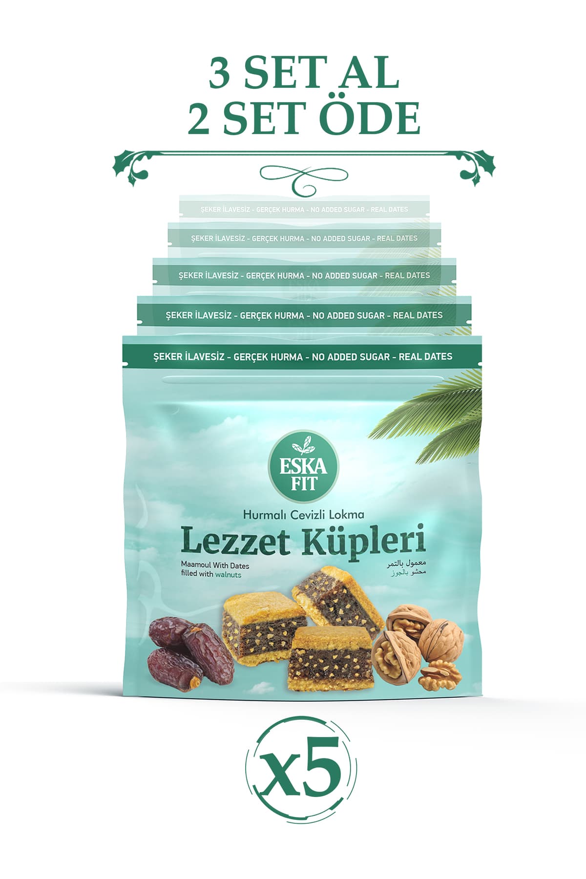 Eskafit Hurmalı Cevizli Lokma (1 SET = 5 PAKET)