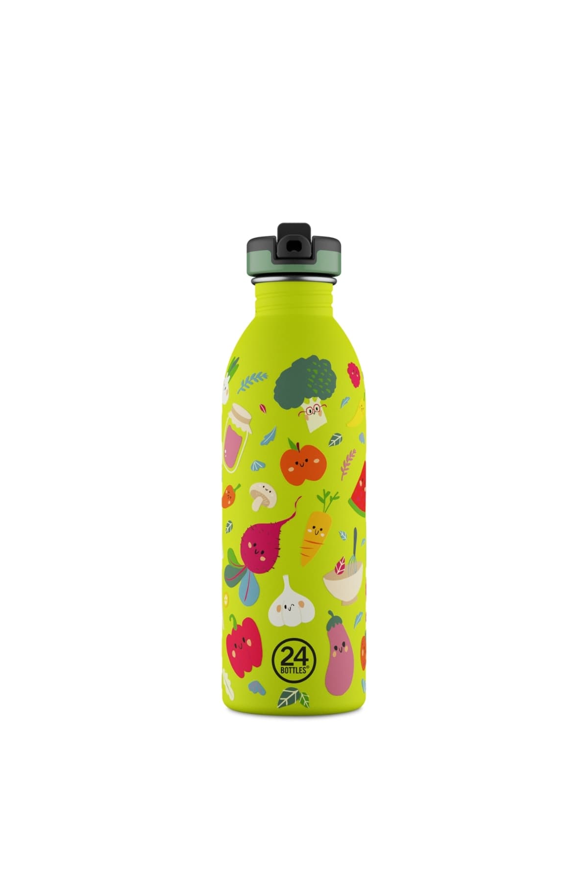 24 Bottles Kids Bottle Veggie Friends Pipetli Paslanmaz Çelik Çocuk Su Matarası 500 ml