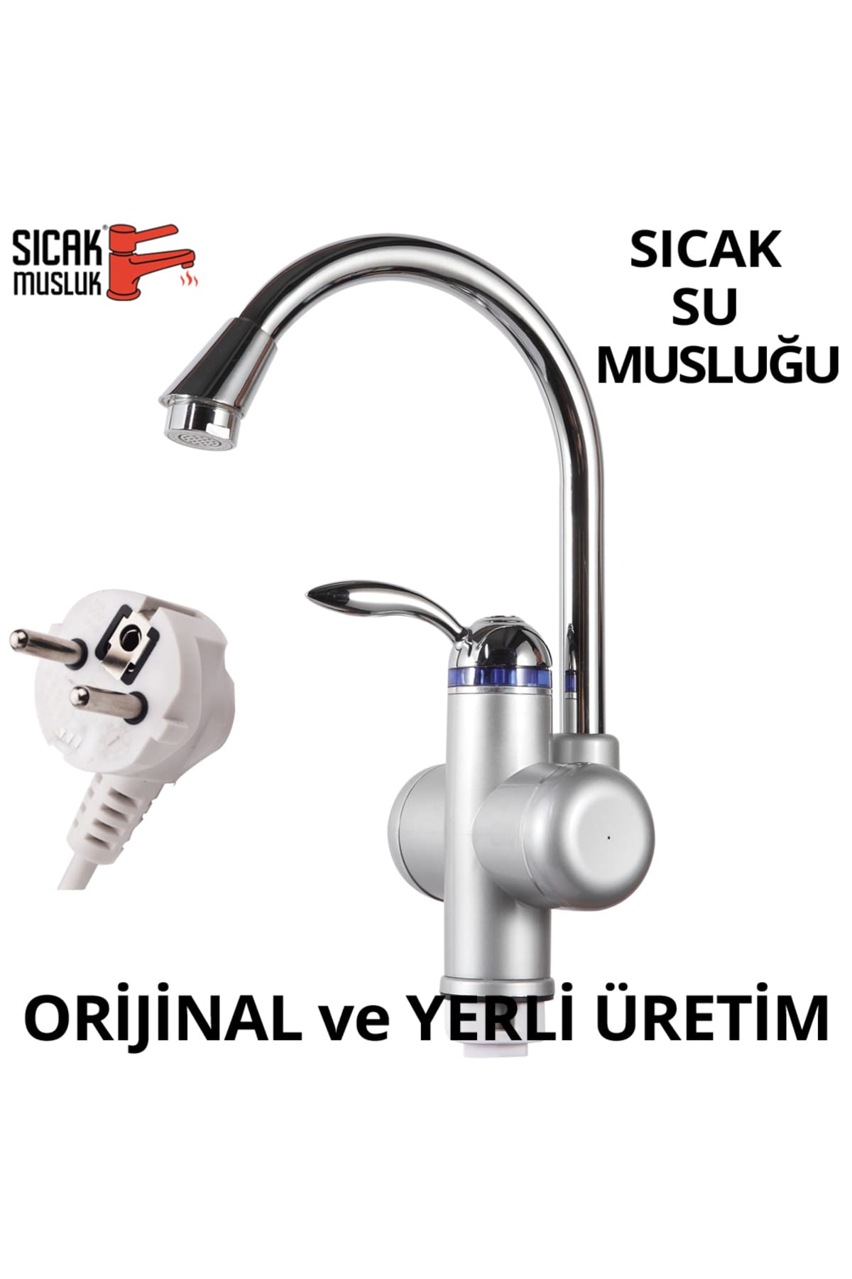 Sıcak Musluk Elektrikli Ani Su Isıtıcı Termal Şofben Musluk Lavaboya Monteli ASG-1P Siyah