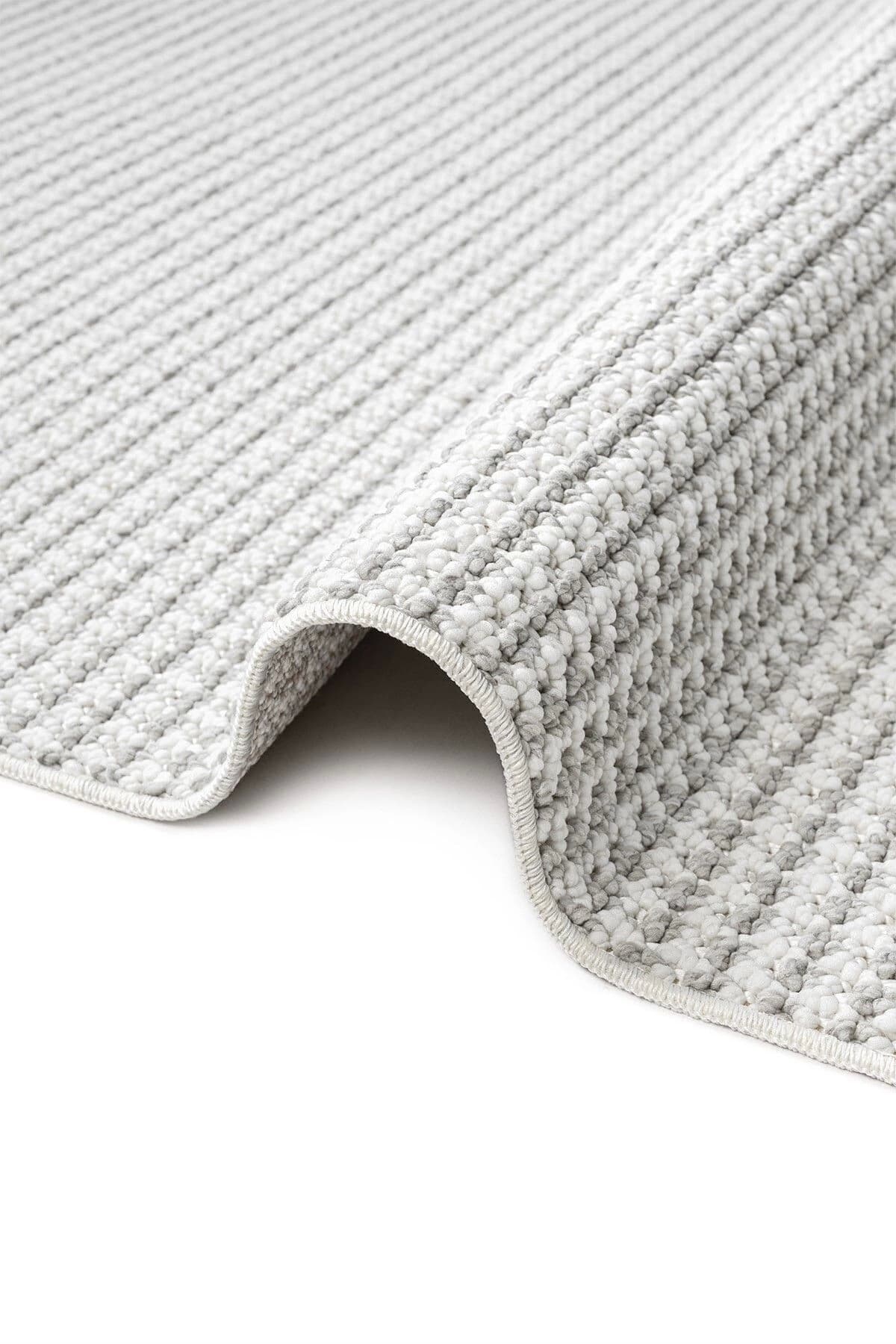Eliz Home Beyaz Gri Yumuşak Dokulu Halı Kilim Salon Mutfak Koridor Yolluk Dokuma Makine Halısı 0014