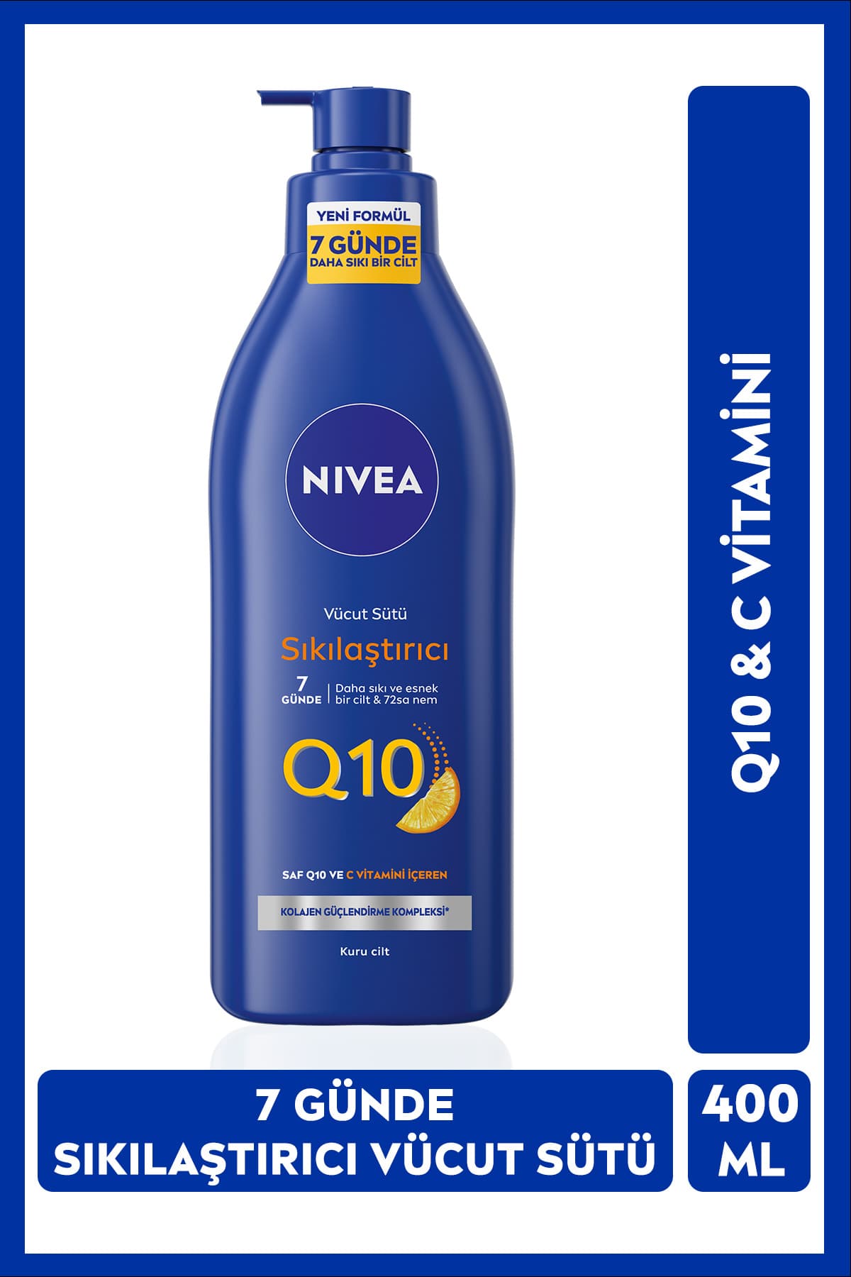 NIVEA Q10 Kuru Ciltler için 7 Günde Sıkılaştırıcı Vücut Sütü 400 ml,C Vitamini