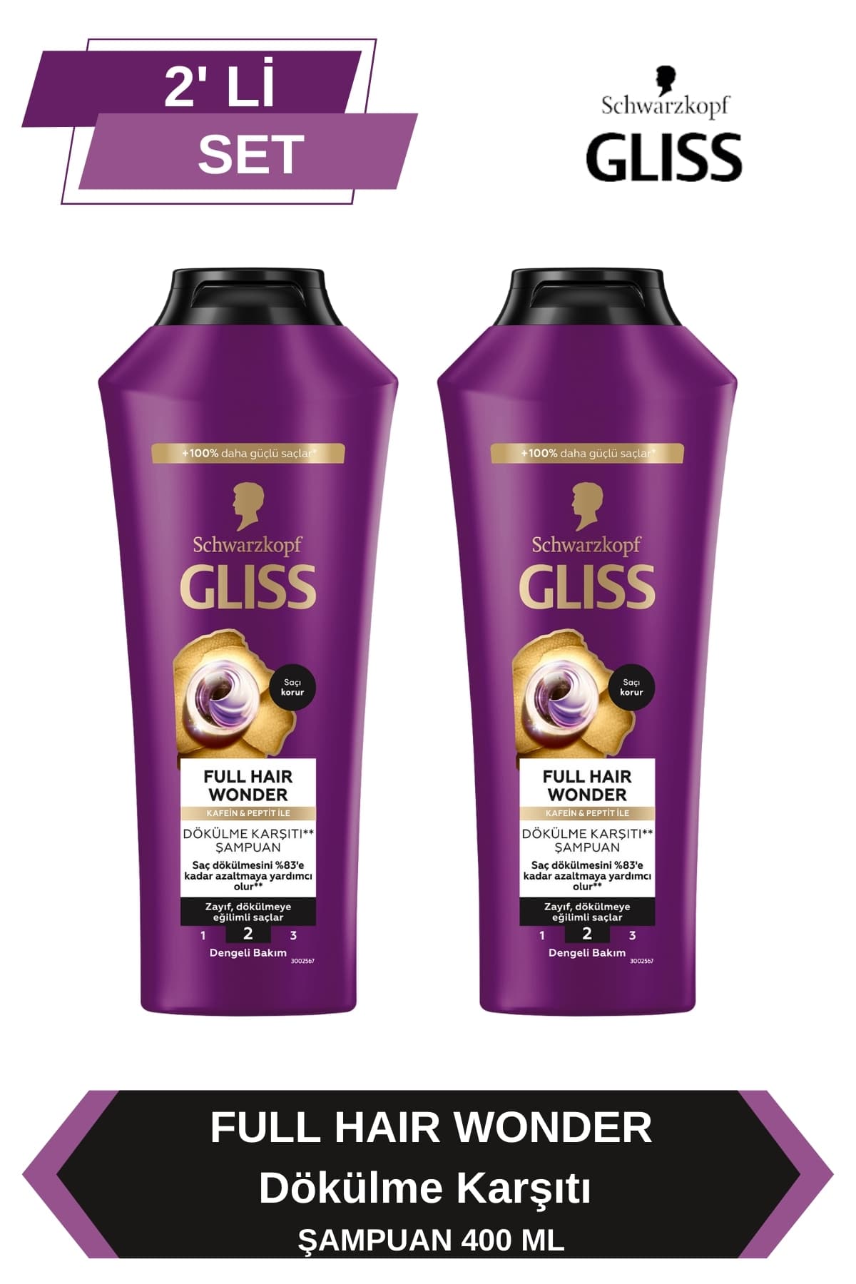 Gliss Full Hair Wonder Dökülme Karşıtı Şampuan 400 mlx2 Adet