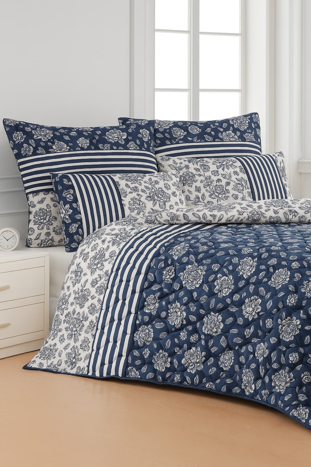 Mislina Home Cayprus Çift Kişilik Kapitone Dolgulu Pike 4 Mevsim Baklava Dsn |Yastık Kılıfı Hediye| 200x230cm