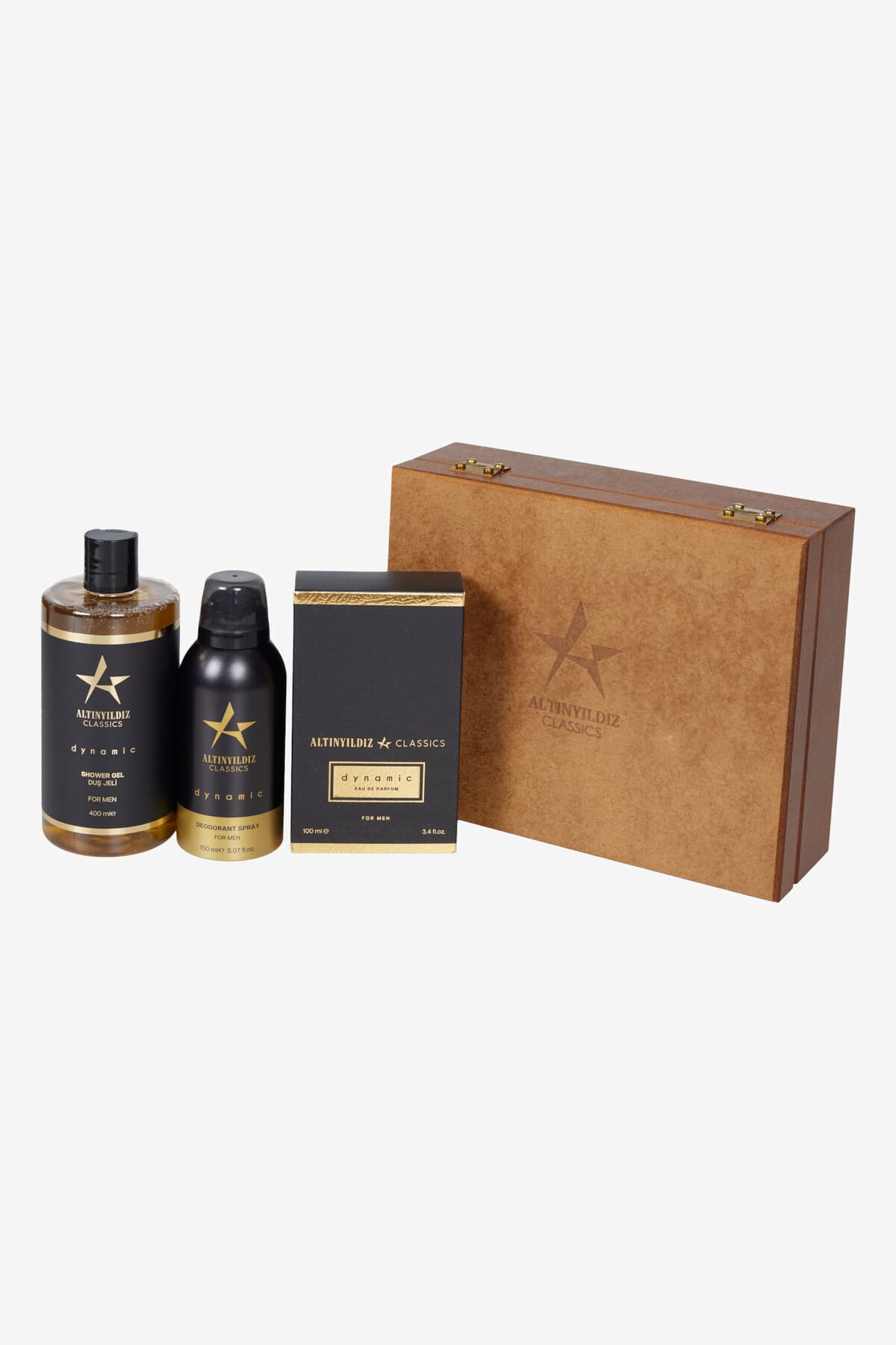Altınyıldız Classics Erkek Dynamıc EDP Parfüm-Deodorant-Duş Jeli Ahşap Kutulu Set (100 ML 150 ML 400 ML) Damat Bohçası