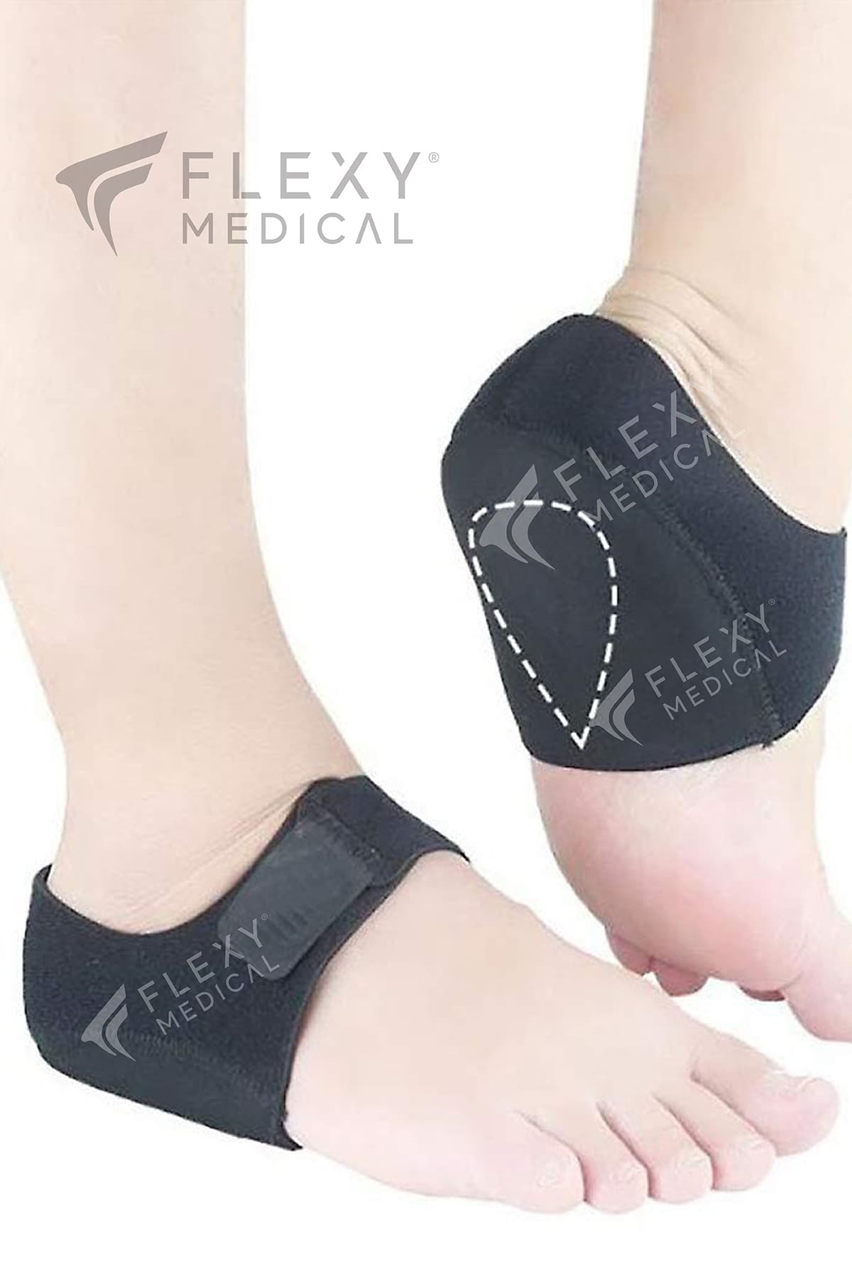 Flexy Medical Silikonlu Topukluk Tabanlık - Kumaş Topuk Çorabı 2 Adet Topuk Dikeni Ayak Ağrısı Nasır Çatlak.
