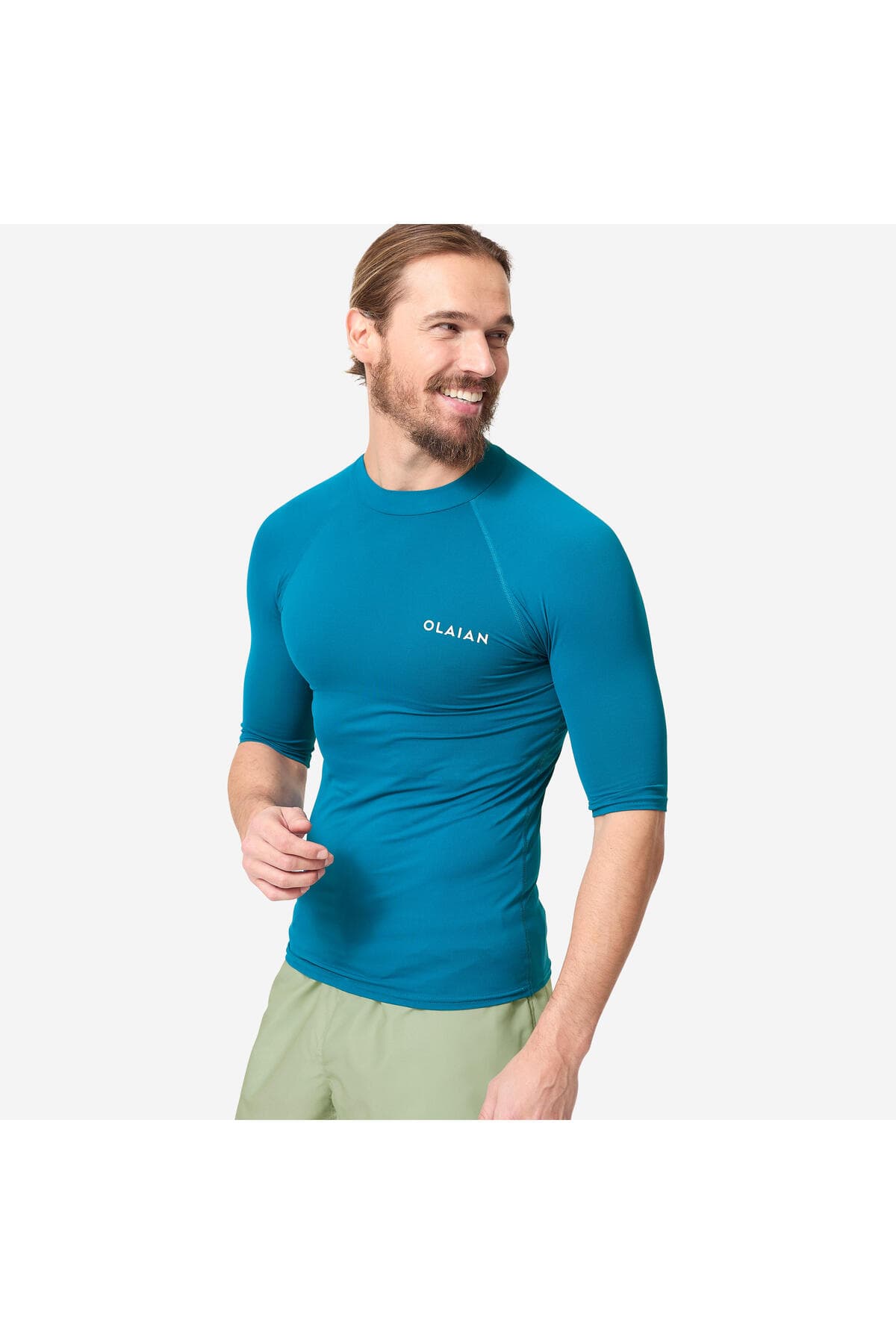 Decathlon Olaian Erkek Slim Fit Kısa Kollu UV Korumalı Tişört - Mavi - 100