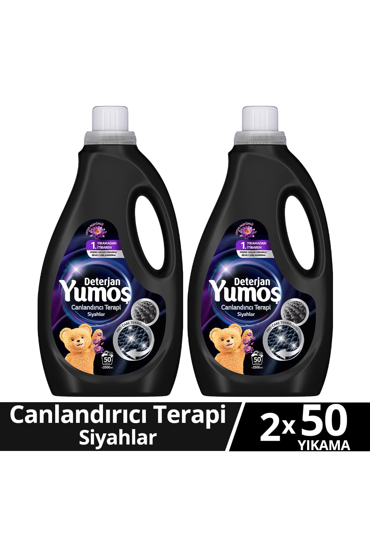 Yumoş Sıvı Bakım Deterjanı Canlandırıcı Terapi Siyahlar 50 Yıkama 2500 ml x2