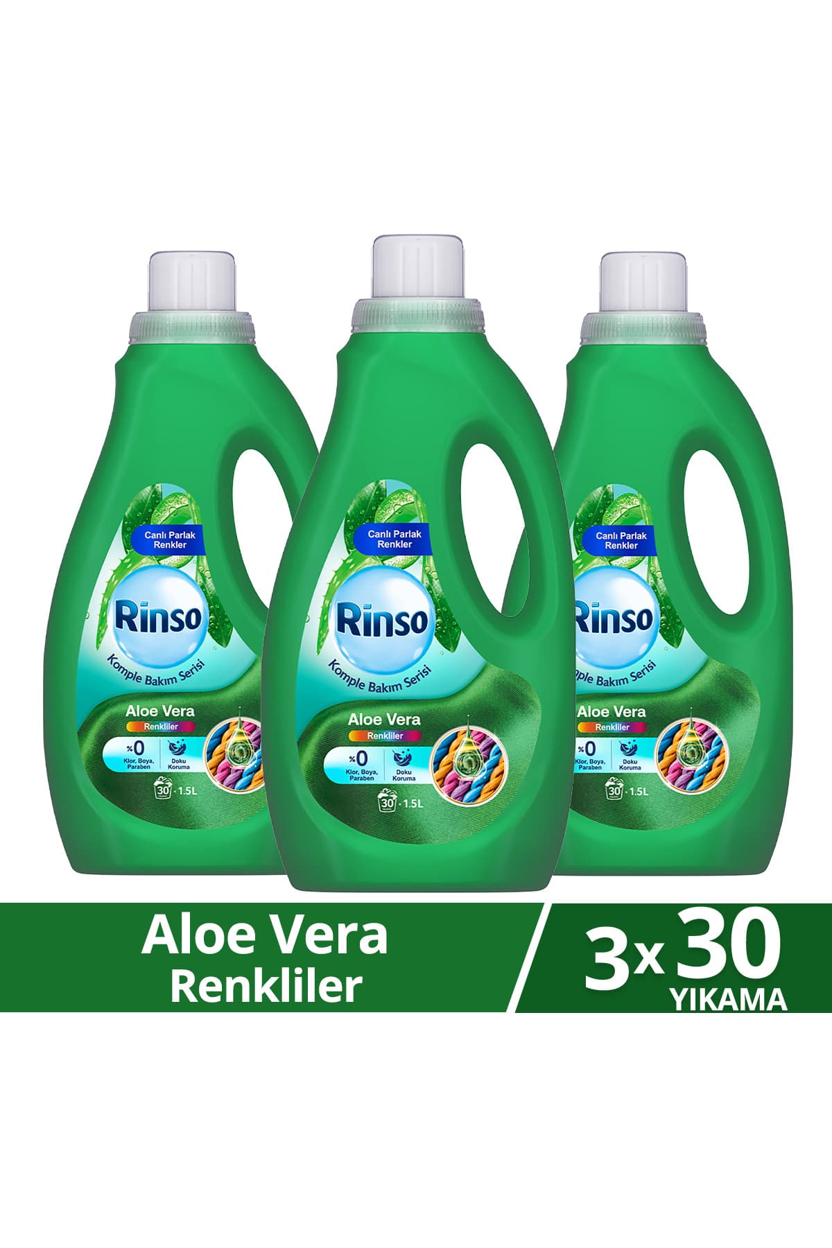 Rinso Sıvı Çamaşır Deterjanı Komple Bakım Serisi Aloe Vera Renkliler İçin 1.5 L x3
