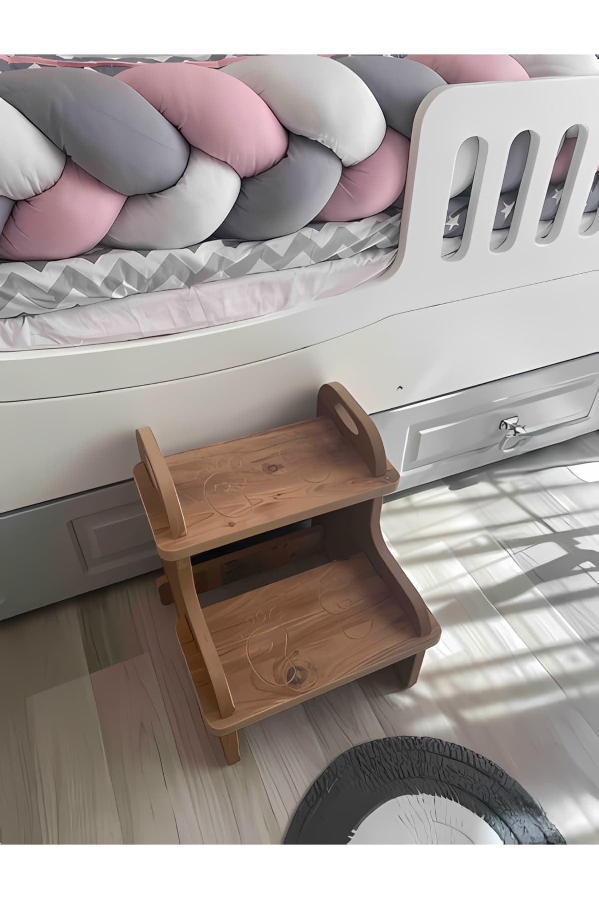 damping Ahşap Basamak Tabure Çocuk Banyo Wc Lavabo Merdiven Yükseltici Eğitici Kaymaz Montessori