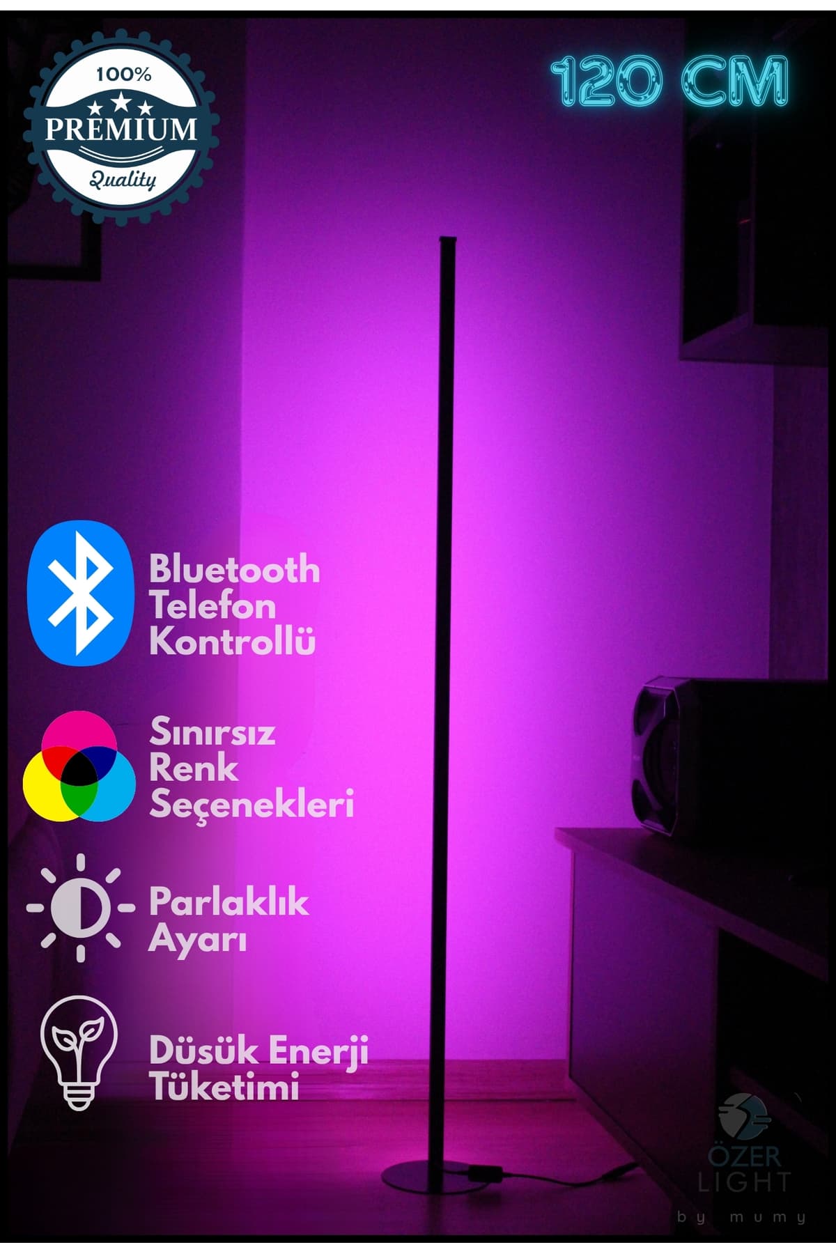 ÖZER LİGHT Bluetooth Kontrol-Telefon Kontrol Oda Aydınlatma Sistemi Full Rgb Led Lambader Sese Duyarlı