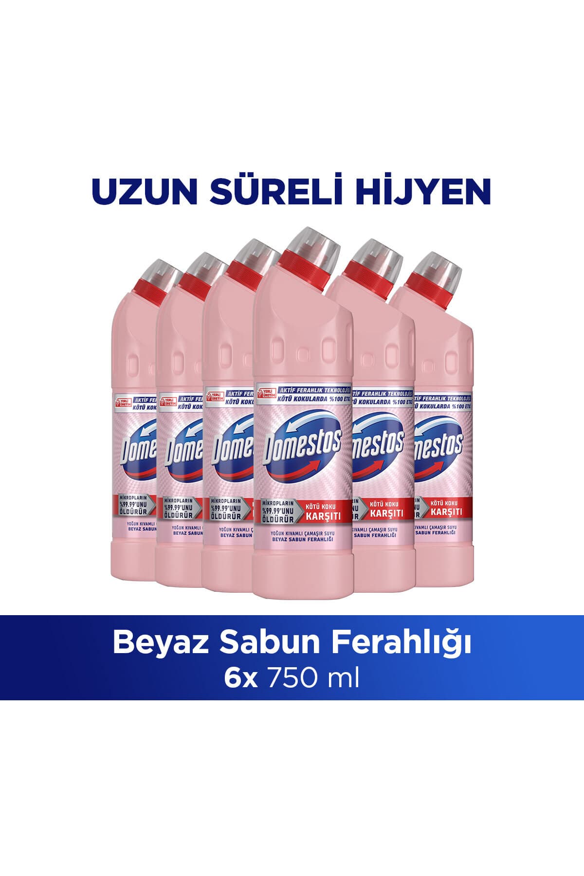 Domestos Çamaşır Suyu Beyaz Sabun Ferahlığı 750 ml x6 Mikrofiber Bez Hediye