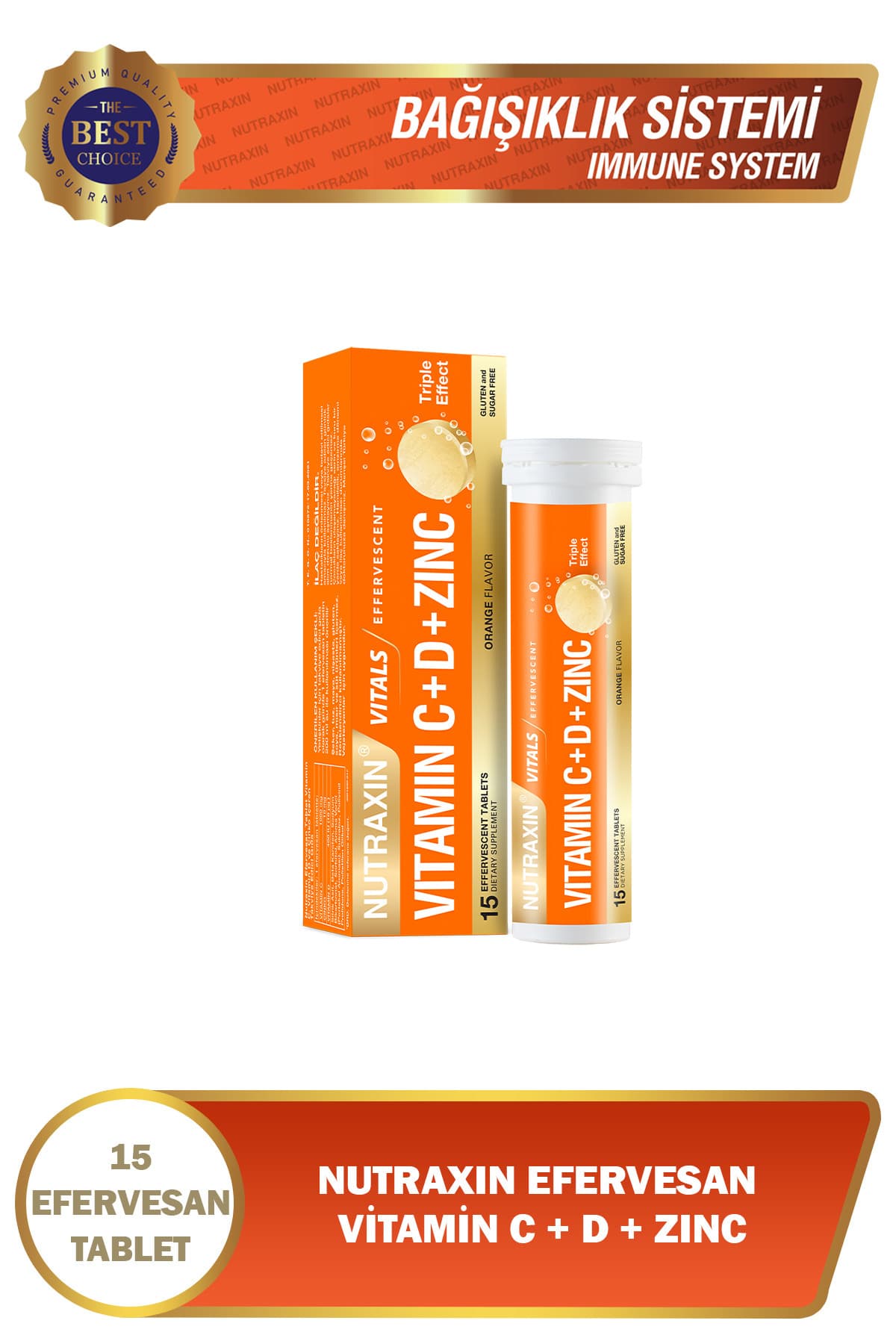 Nutraxin Vitamin C D Zinc 15 Efervesan Tablet
