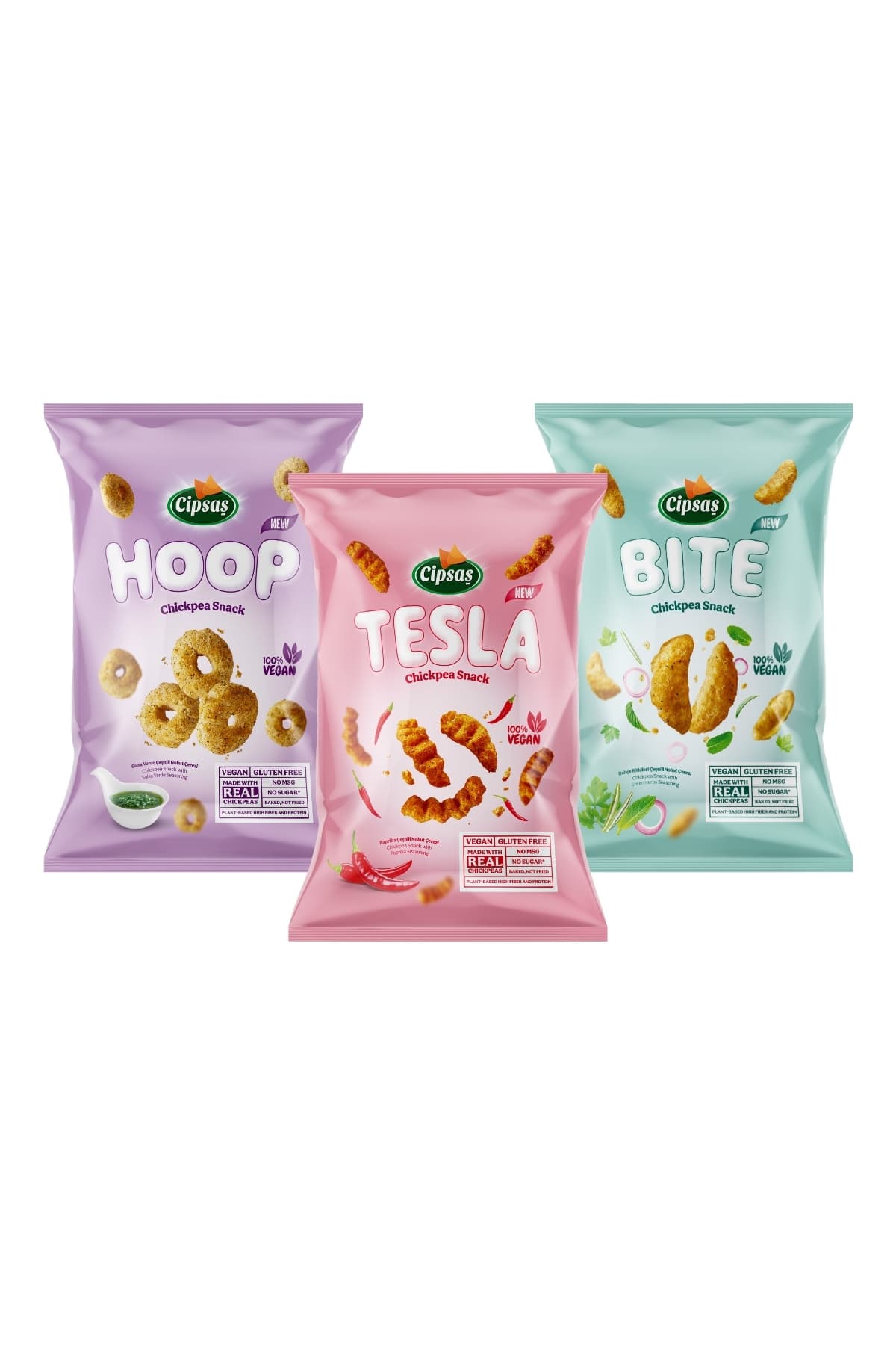 Cipsaş Hoop Tesla Bite Vegan Glutensiz Nohut Cips Seti 65 G X 3 Adet