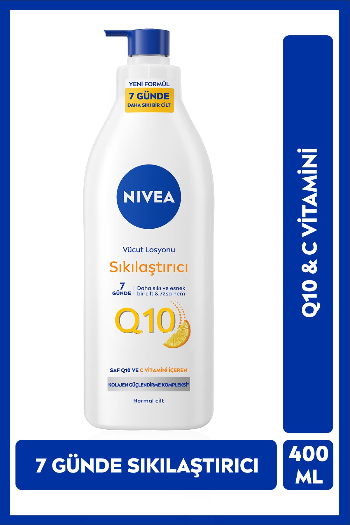 NIVEA Q10 7 Günde Sıkılaştırıcı Vücut Losyonu 400 ml, C vitamini,Büyük Boy