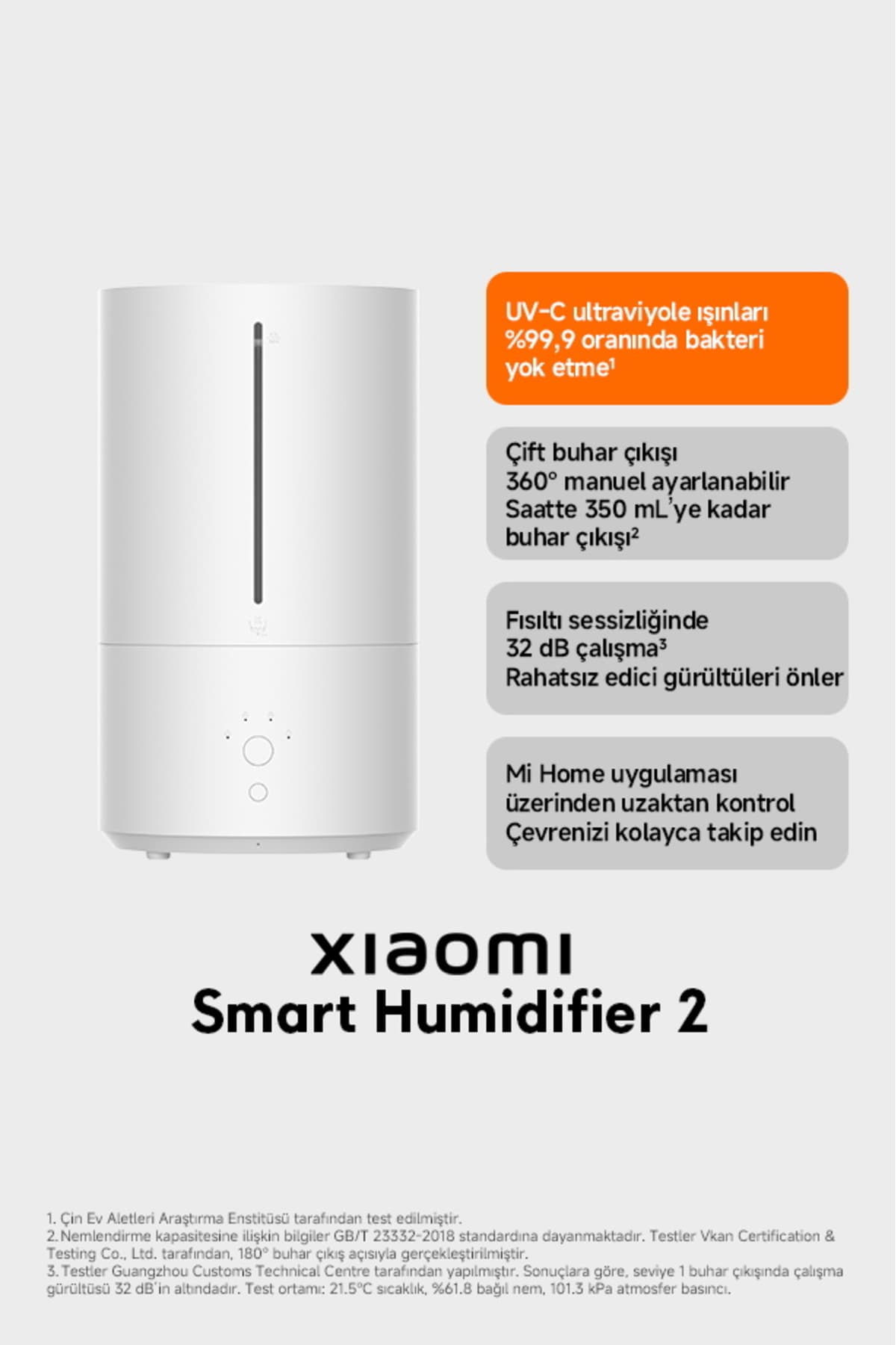 Xiaomi Smart Humidifier 2- 4.5 L Hava Nemlendirici,350ml/H Buhar Çıkışı,Otomatik Mod (Xiaomi TR Garantili)