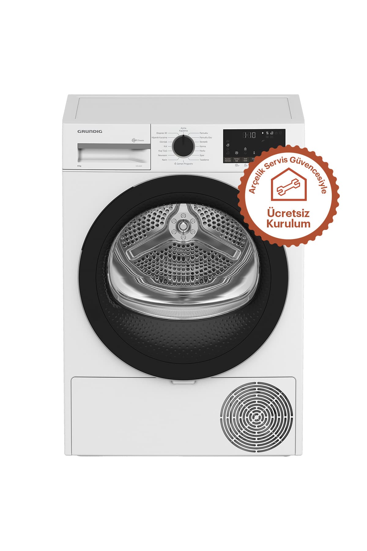Grundig GPDH 8635 E Enerji Sınıfı 8 kg Isı Pompalı Kurutma Makinesi