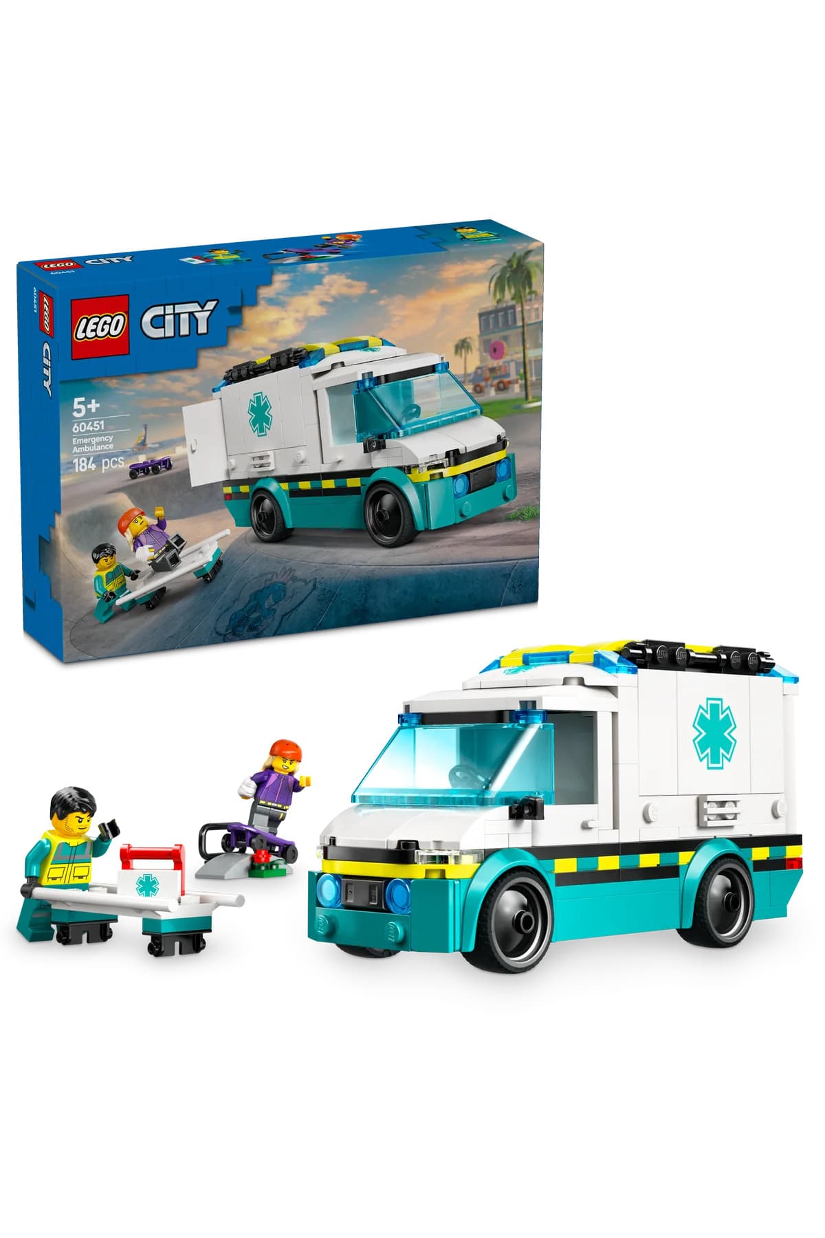 LEGO ® City Acil Yardım Ambulansı 60451 - Model Araç Seven 5+ Yaratıcı Oyuncak Yapım Seti (184P)