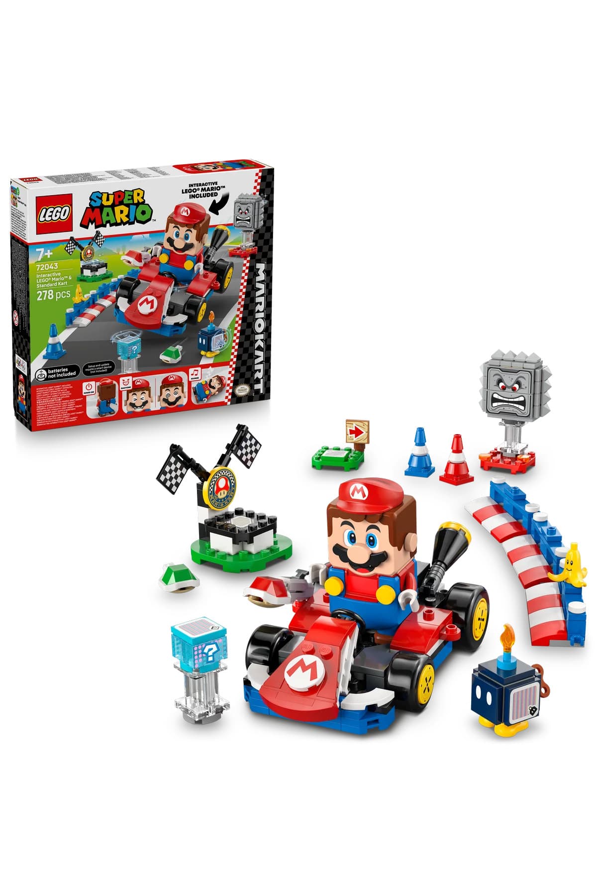 LEGO ® Super Mario™ Mario Kart™ – İnteraktif ® Mario™ ve Standard Kart 72043 -7+ Yapım Seti(278P)