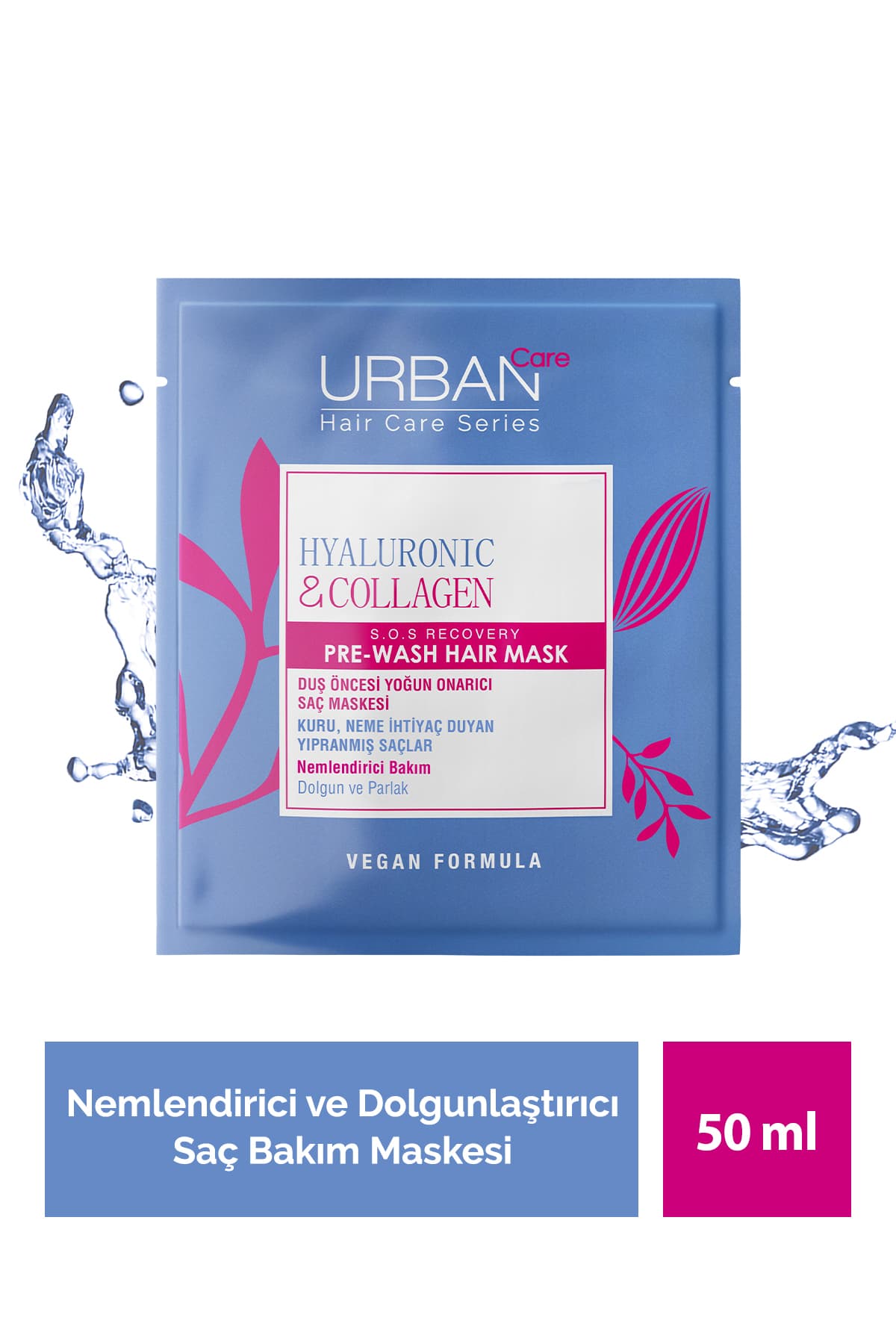 Urban Care Hyaluronic & Collagen Hacim Veren Duş Öncesi Saç Bakım Maskesi-50ml-Ekstra Dolgunlaştırıcı