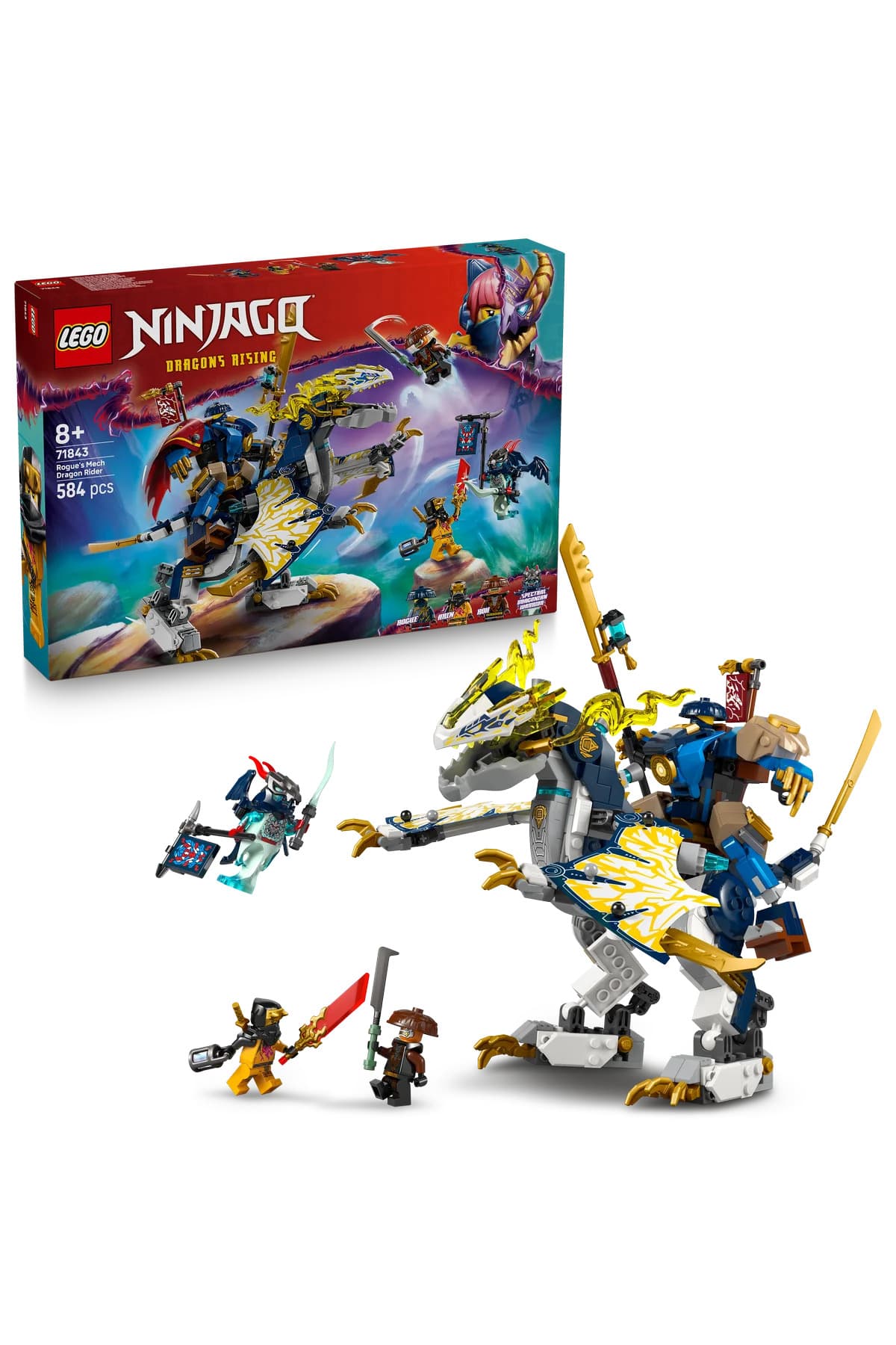 LEGO ® NINJAGO® Rogue’un Robot Ejderha Binicisi 71843 - 8+ Çocuklar için Oyuncak Yapım Seti (584P)