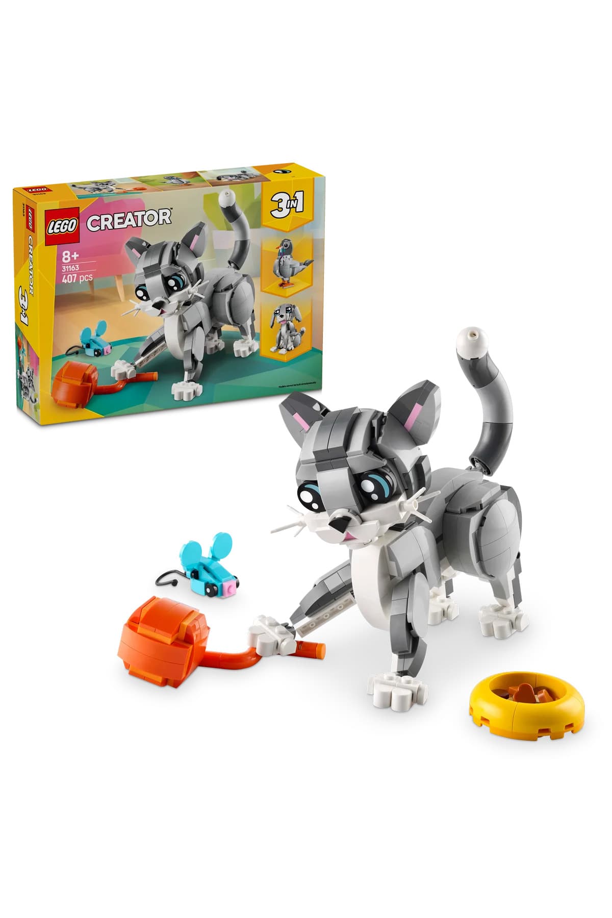 LEGO ® Creator 3’ü 1 Arada Oyunbaz Kedi 31163 - 8+ Çocuklar için Oyuncak Yapım Seti (407 Parça)