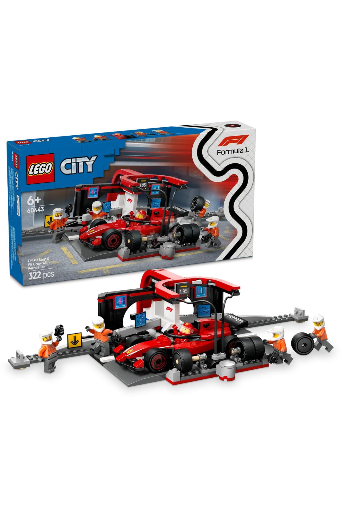 LEGO ® City Ferrari Arabalı F1® Pit Stop ve Pit Ekibi 60443 - 6+ Oyuncak Yapım Seti (322 Parça)
