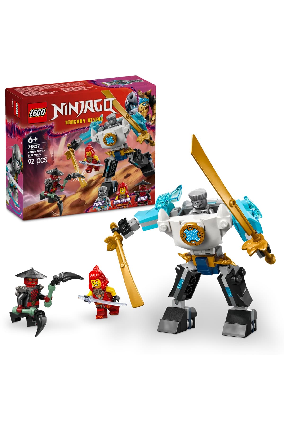 LEGO ® NINJAGO® Zane'in Savaş Zırhı Mech’i 71827 - 6+ Oyuncak Yapım Seti (92 Parça)