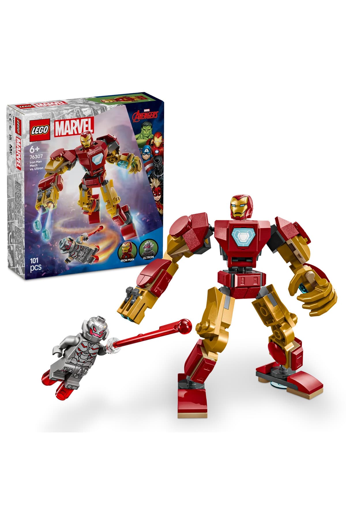 LEGO ® | Marvel Iron Man Robotu, Ultron’a Karşı 76307 - 6+ Oyuncak Yapım Seti (101 Parça)