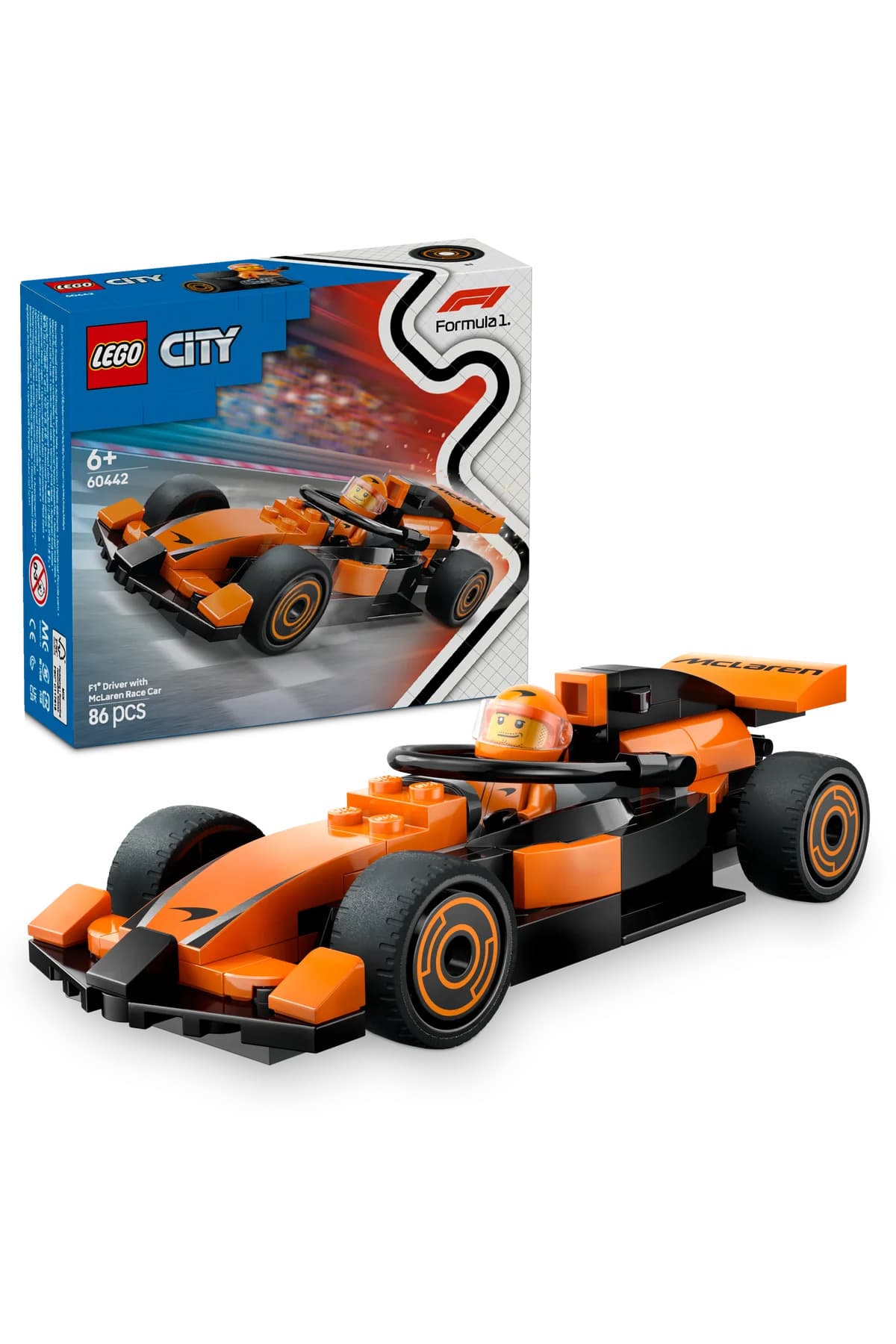 LEGO ® City McLaren Yarış Arabalı F1® Sürücüsü 60442 - 6+ Yaratıcı Oyuncak Yapım Seti (86P)