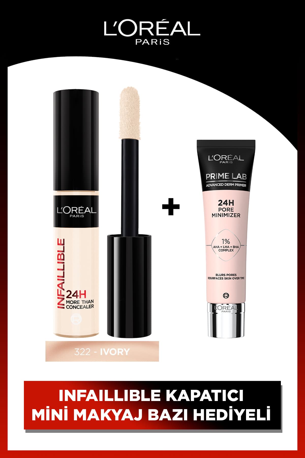 L'Oreal Paris Infailliable 322 Tüm Yüze Uygulanabilir Kapatıcı & Prime Lab Mini Primer