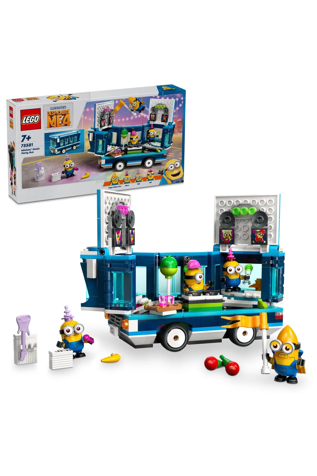 LEGO ® Despicable Me 4 Minyonların Müzikli Parti Otobüsü 75581 - 7+ Yaratıcı Oyuncak Yapım Seti (379P)