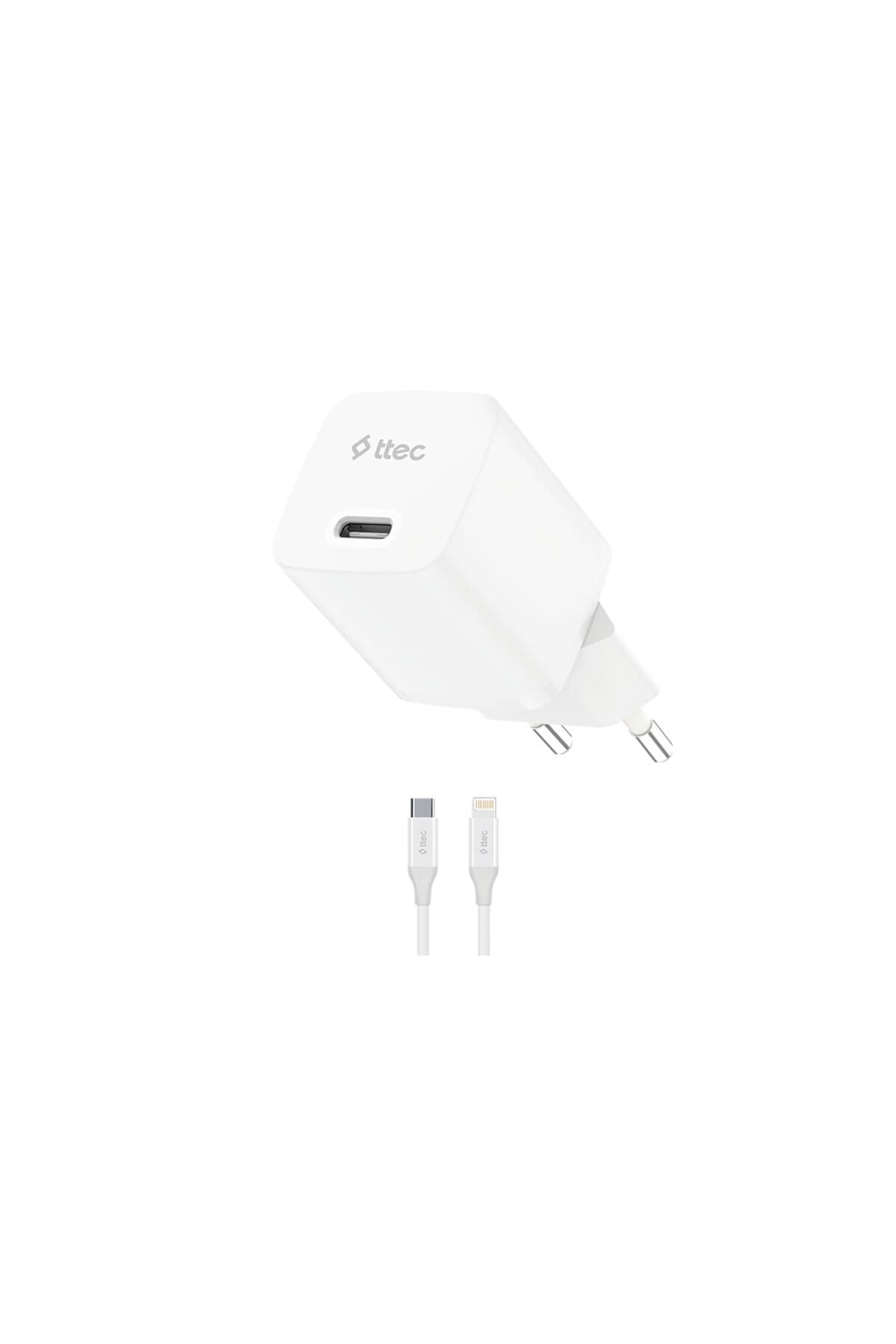 Ttec SmartCharger GAN 30W PD Seyahat Hızlı Şarj Aleti + USB-C - Lightning 150cm Kablo 2SCG30LB