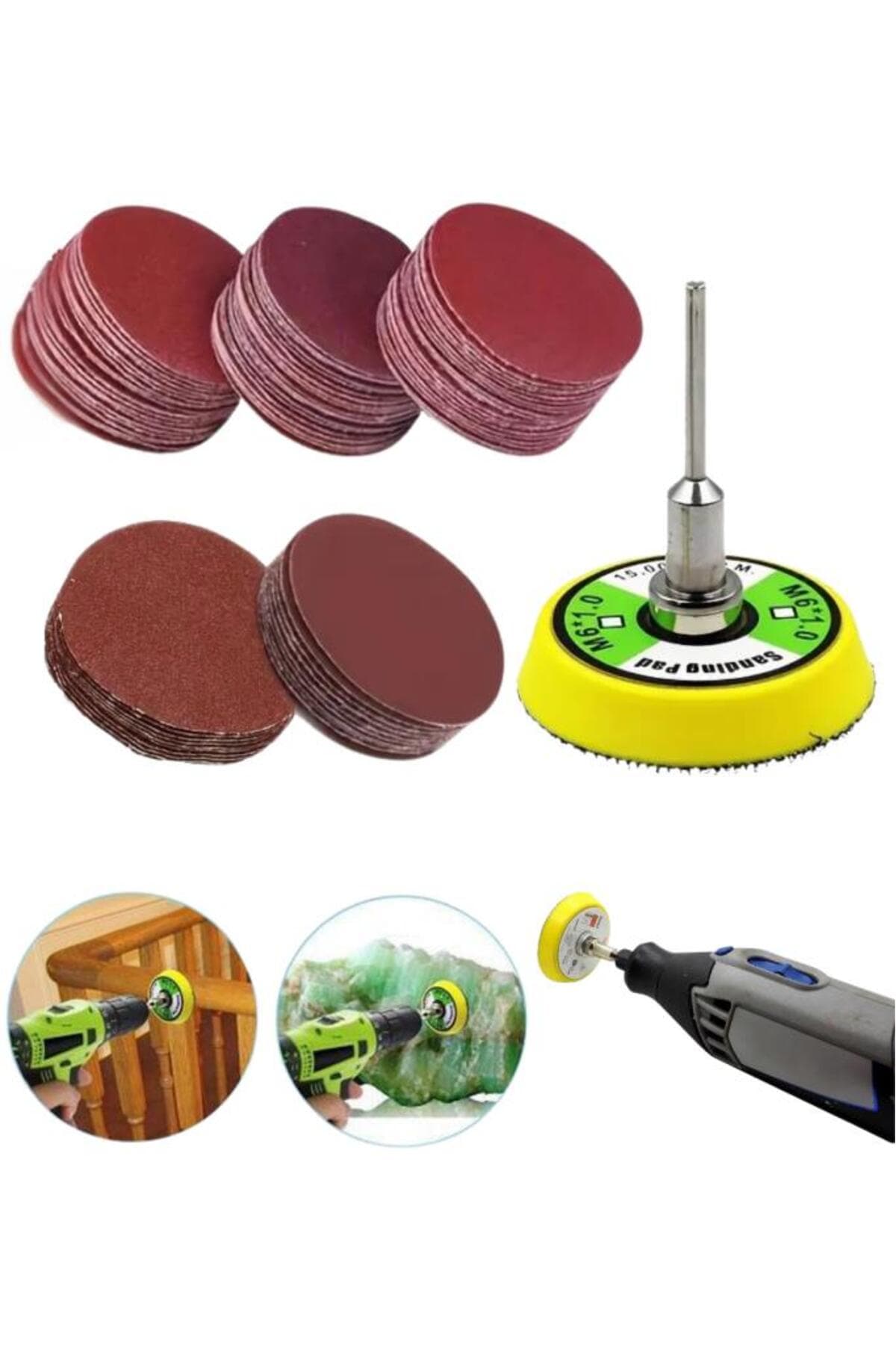 DepoMega 52 Parça Mini Cırt Zımpara Pimli Matkap Gravür Uyumlu 3.2 mm Zımpara Seti