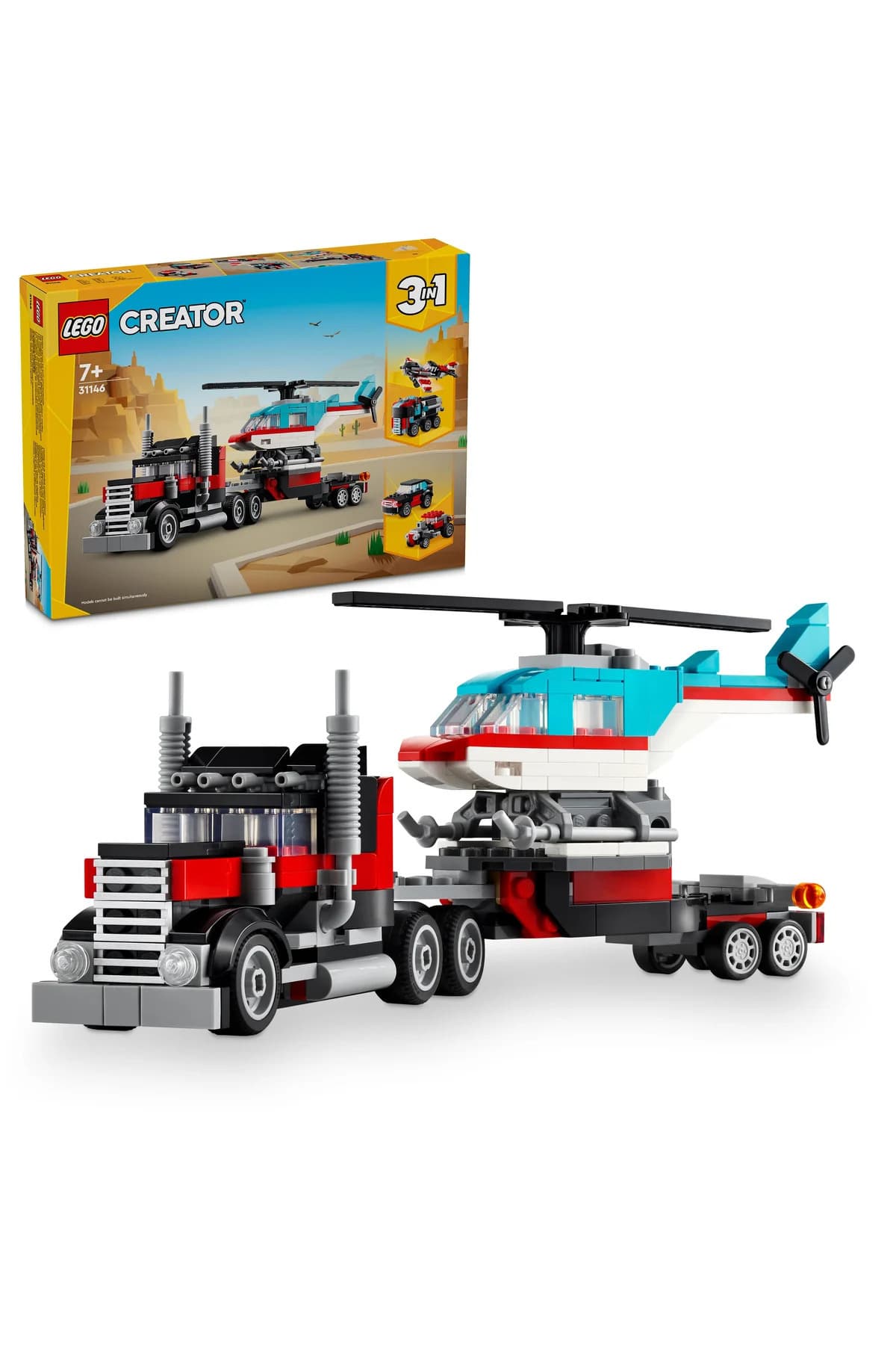 LEGO ® Creator 3'ü 1 Arada Helikopterli Açık Kasa Kamyon 31146 - 7+ Yaratıcı Oyuncak Yapım Seti (270P)