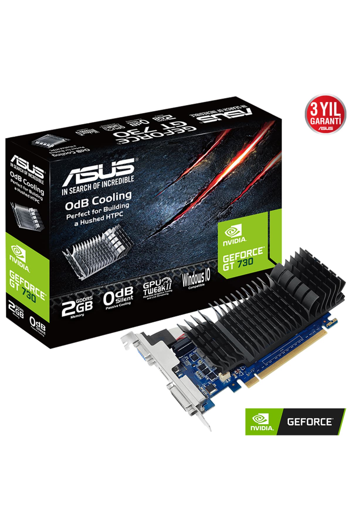 ASUS GT730-SL-2GD5-BRK 2GB Geforce GT730 DDR5 64bit HDMI DVI VGA 16x Ekran Kartı