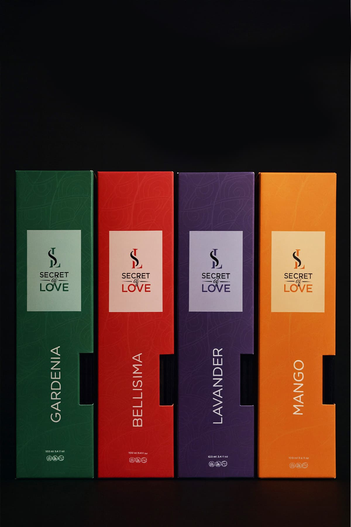 SECRET OF LOVE 4 Al 3 Öde Çubuklu Oda Kokusu 100ml Lavanta, Mango, Bellisima, Gardenıa